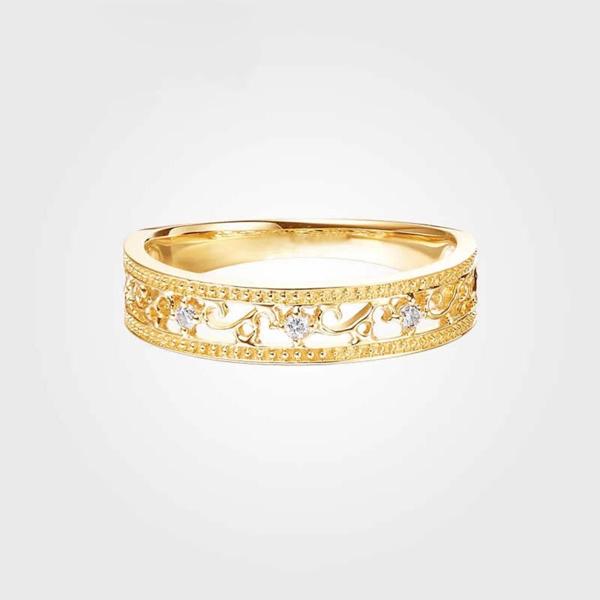 Anillo de boda para mujer, oro auténtico, con diamante de 0,03 quilates, 4,3 mm, anillo de boda para mujer