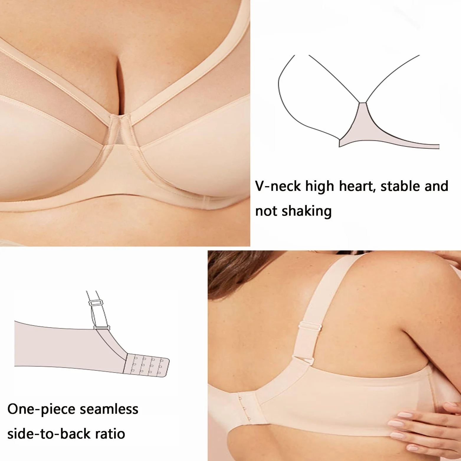 Sujetador sin alambres para mujer de talla grande,Comfort Revolution Wirefree Bralette de cobertura completa para uso diario