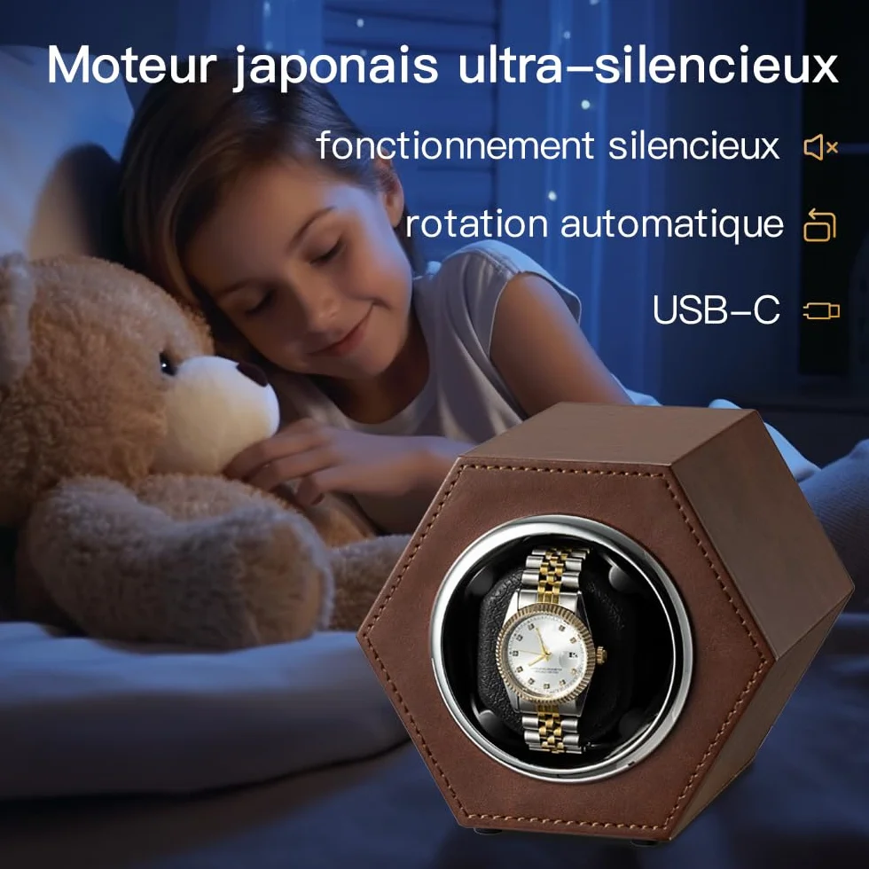 Caja giratoria automática para relojes con motor Mabuchi silencioso, 2 modos de funcionamiento