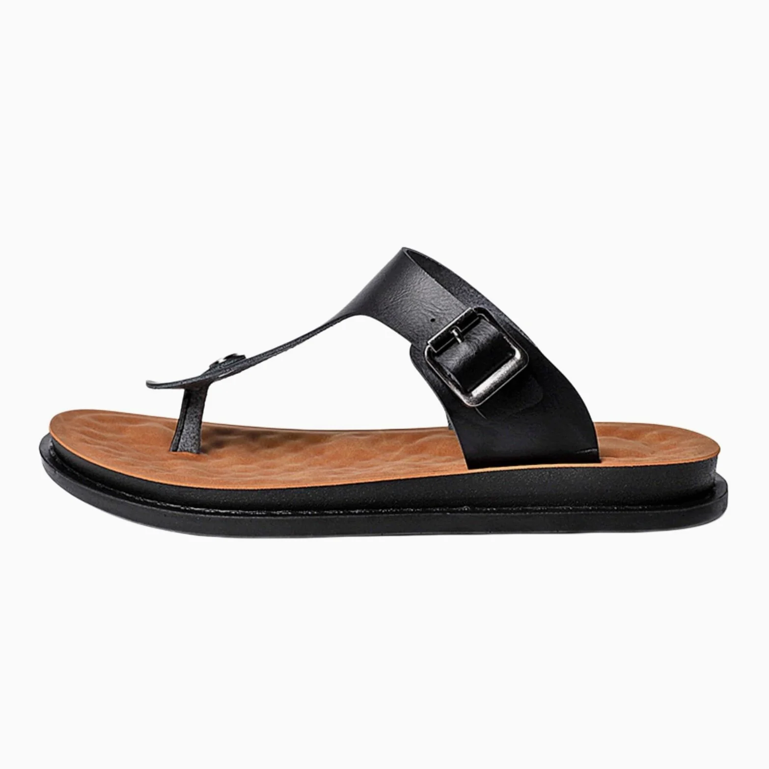Zapatillas de casa Cuero Verano Los Hombres, Sandalias PU, Deslizamiento Casual En Zapatos Playa para Viajes Y Ocio Al Aire Libre-black-47