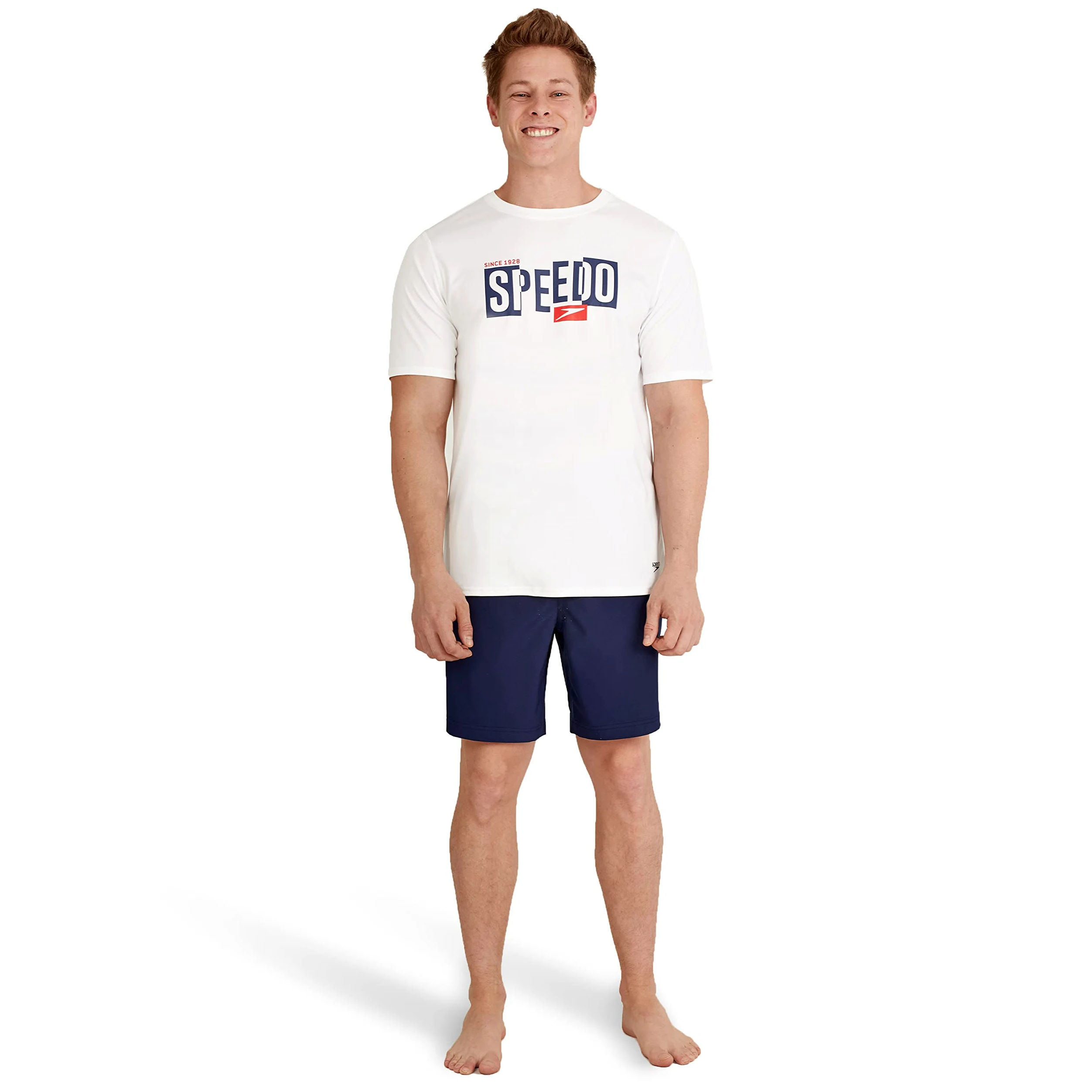 Speedo Camiseta de Natación UV de Manga Corta con Gráfico Camisa de protección de Sarpullido Hombre (Pack de 1)