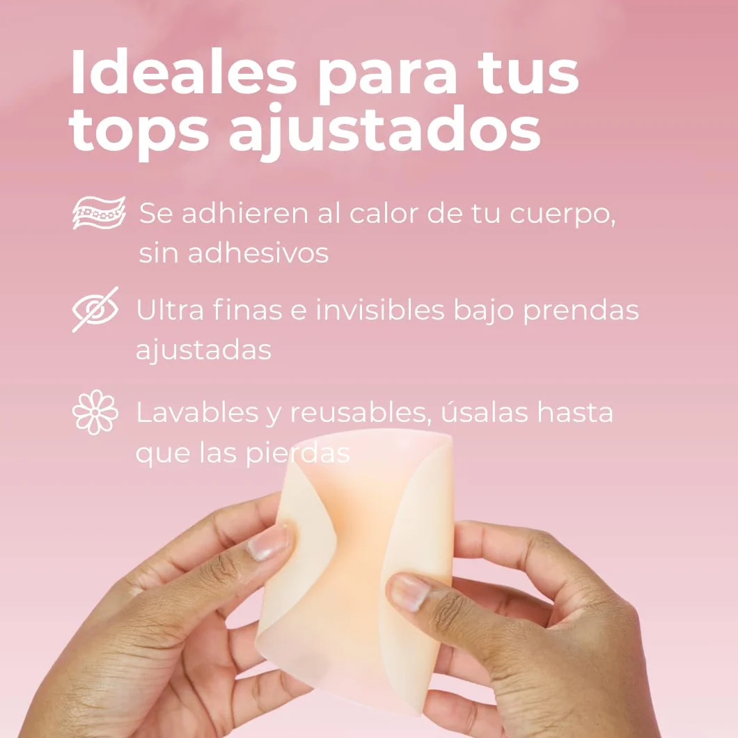 Pezoneras Invisibles Sin Adhesivo Triangulares Escotes Pronunciados Resistentes al Sudor Extrafinas Cómodas Agarre Térmico Estuche Viaje Tallas SM ML