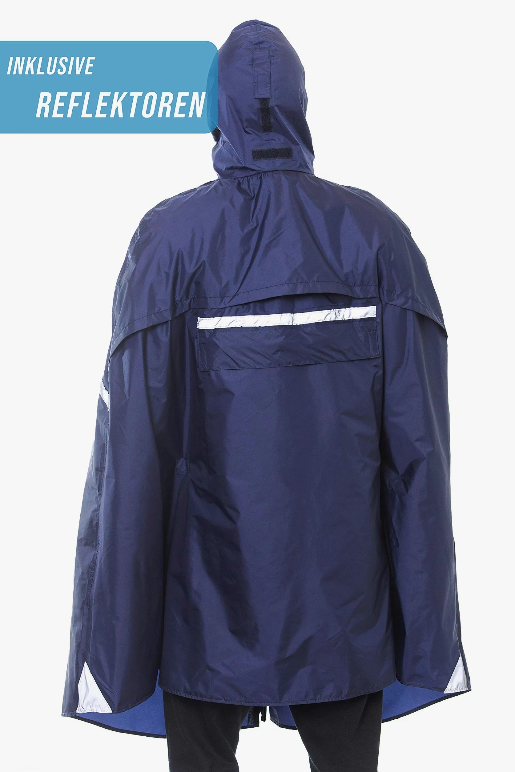 HOCK Poncho de lluvia premium con cremallera, ideal para bicicletas eléctricas y ciclomotores, poncho impermeable con reflectores, protección contra la lluvia para hombre y mujer, ropa impermeable de