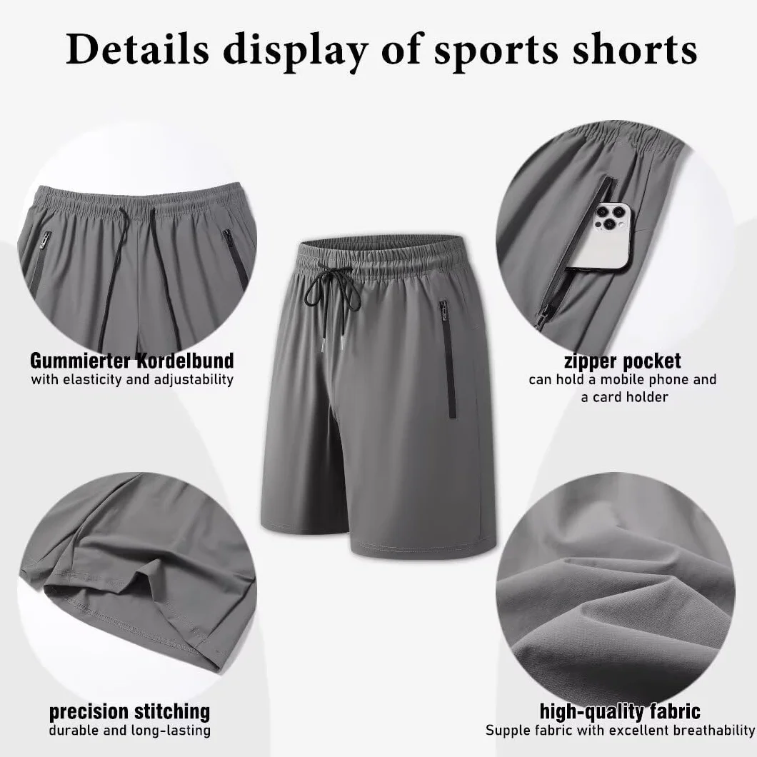 shepretty Hombre Deporte con Bolsillos Pantalones Cortos Deportivos de Secado Rápido y Transpirables para Correr Entrenamiento Ropa Shorts Deportiva