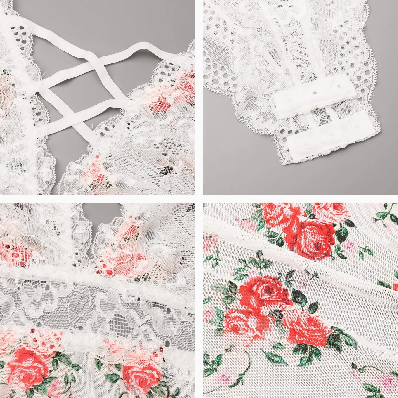 XHYRHTS Babydoll de lencería Sexy de Talla Grande para Mujer, camisón de Encaje, Ropa Interior de negligé, Ropa de Dormir de una Pieza, camisón para Mujer
