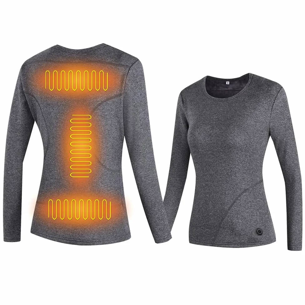 Camisa Térmica Interior Calentada para Mujeres, Top Térmico Eléctrico para Exterior con 3 Niveles de Calentamiento para Ciclismo, Esquí