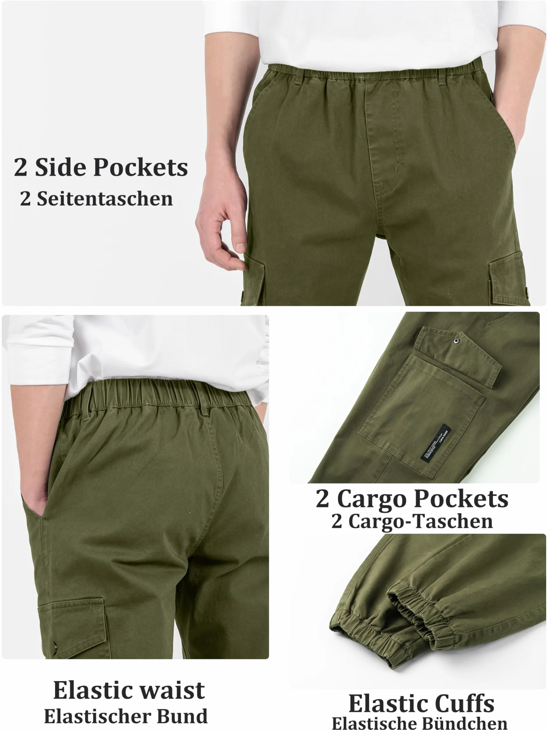 CAMLAKEE Pantalones para Niños, Pantalones Cargo Joggers con Cintura Elastica