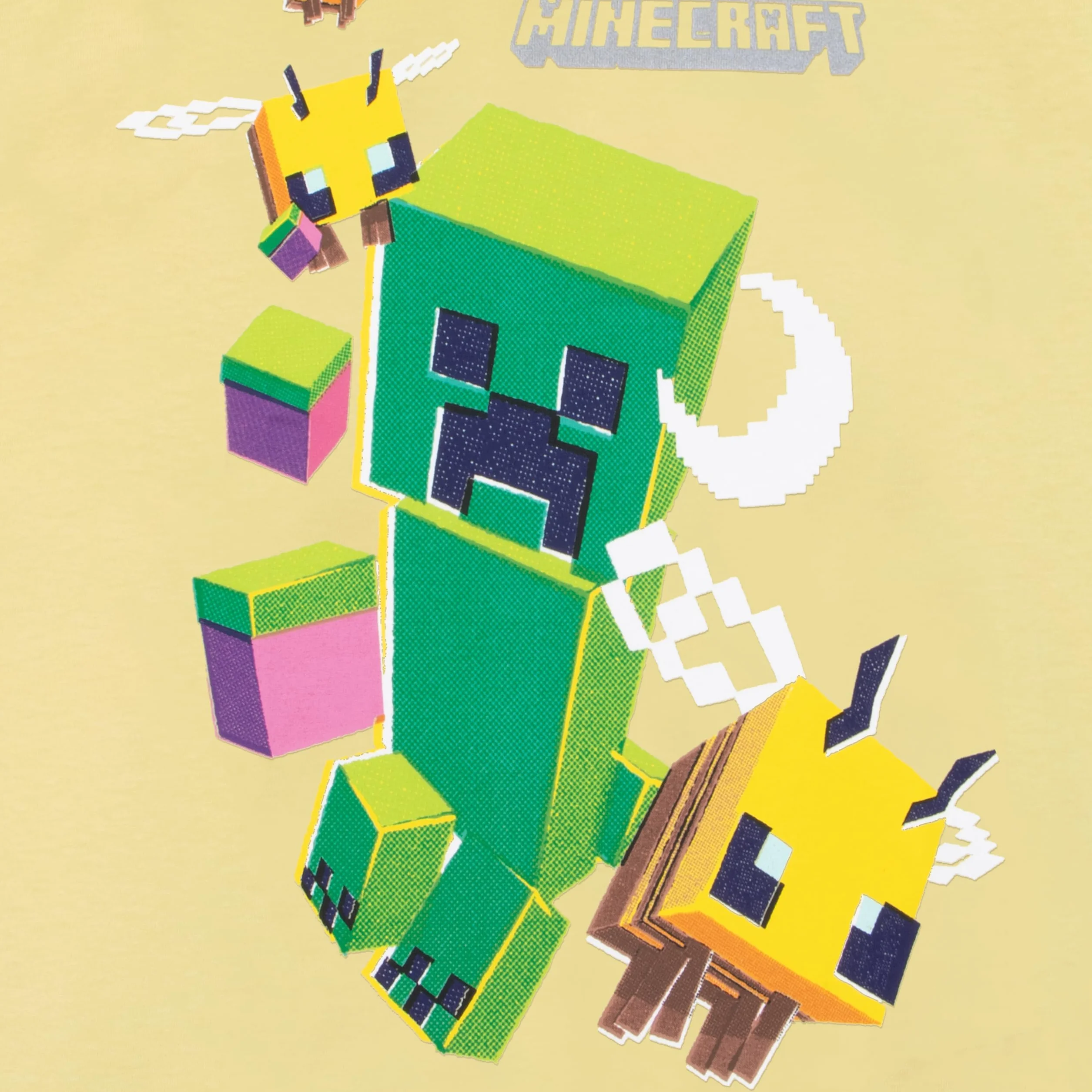 Minecraft Camiseta para Gamers, Camiseta para Niña con Abejas Y Creeper, Camisetas de Manga Corta Niña
