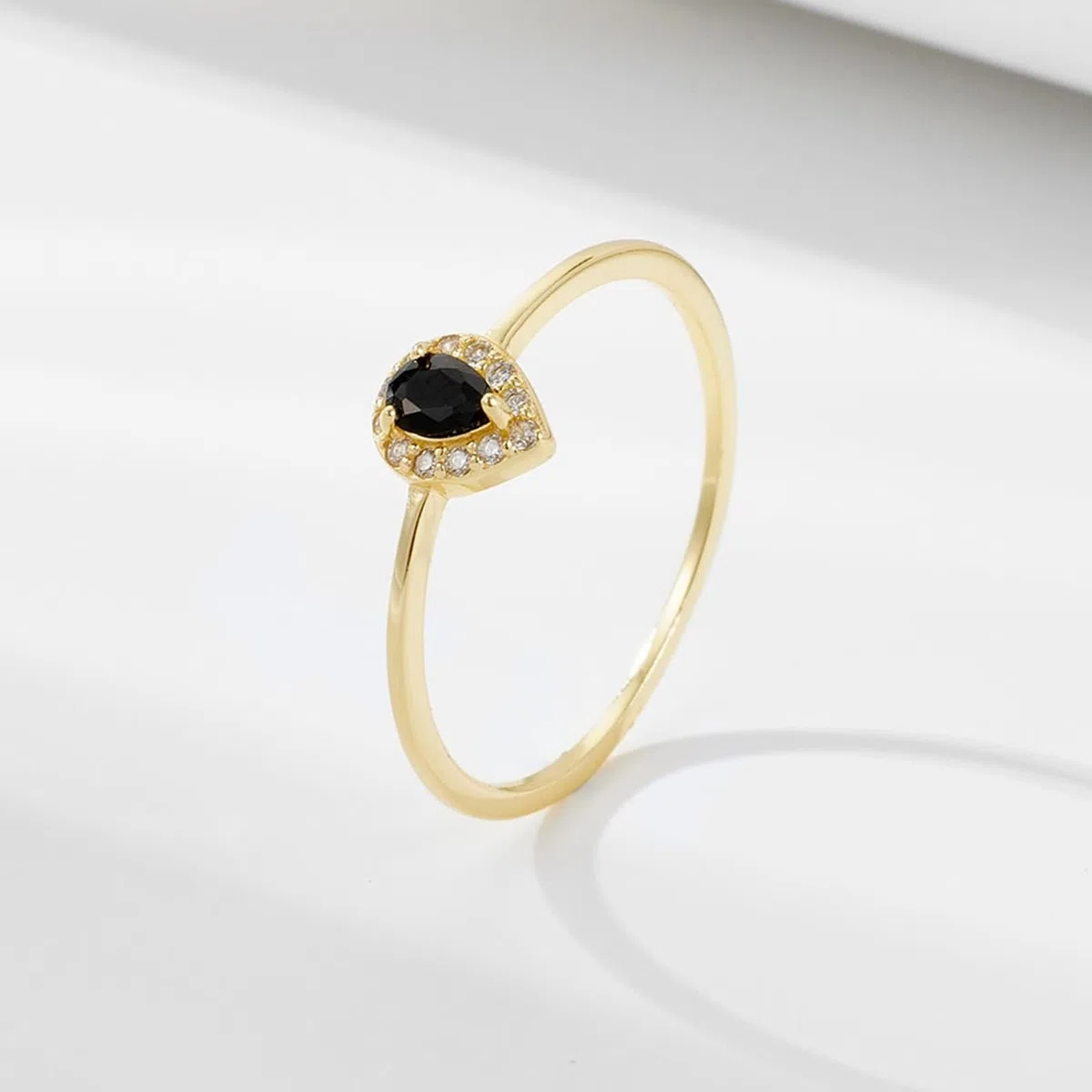 Anillos de dedo medio para mujer, anillos de moda con gotas de agua con ágata y oro amarillo