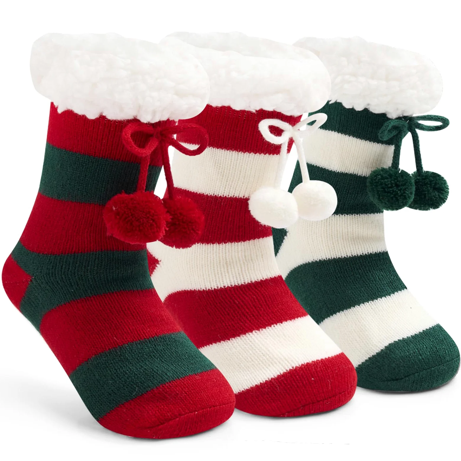 Calcetines mullidos de invierno para niños y niñas, calcetines esponjosos con agarres para el hogar, paquete de 3
