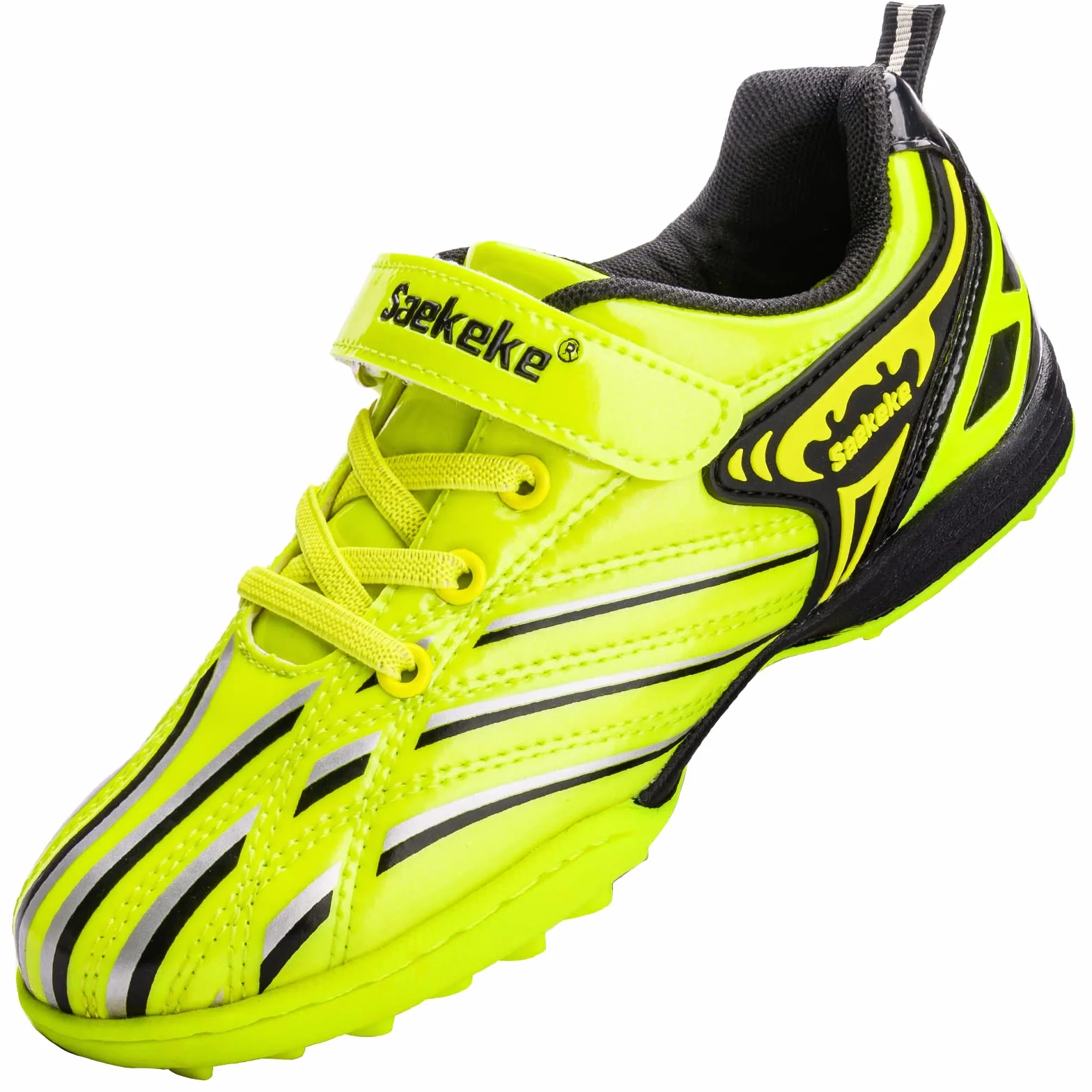 Botas de fútbol TF Niños Niñas Moqueta Turf Ligero Antideslizante Velcro Bajo Zapatos Entrenamiento