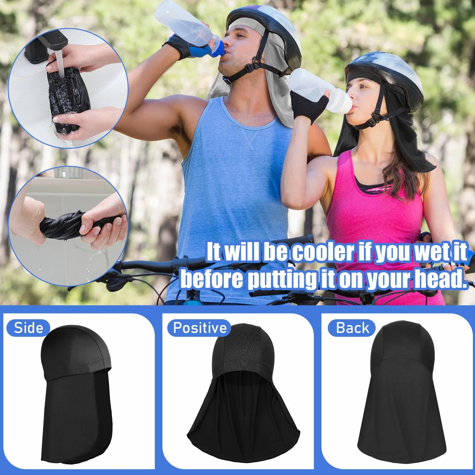 Helmet Liner with Neck Mask Cooling Skull Cap Sweat Wicking Cycling Running Hat