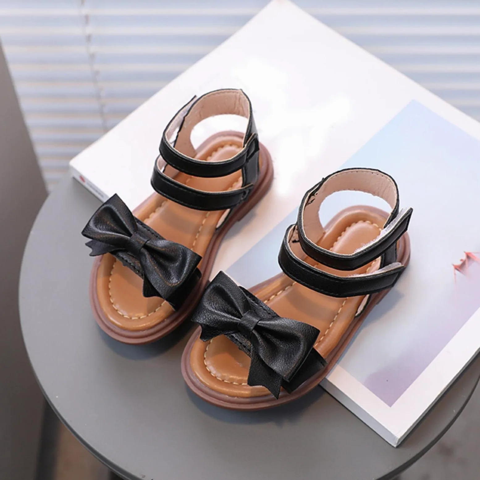 MMRTDJDR Generisch Sandalias para niña Sandalias de Verano con Lazo Zapatillas Sandalias para niñas con Suela Blanda Sandalias Romanas Sandalias de Verano Zapatos de Princesa para niñas