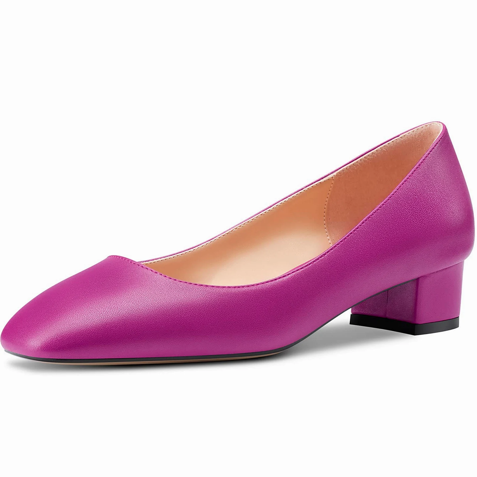 HEUIVZAR Mujer Heel Pumps Cuadrada Punta Gatito Bajos Ancho Chunky Heel Slip-on Matte Dress Zapatos Novia Vacaciones 3.5 CM