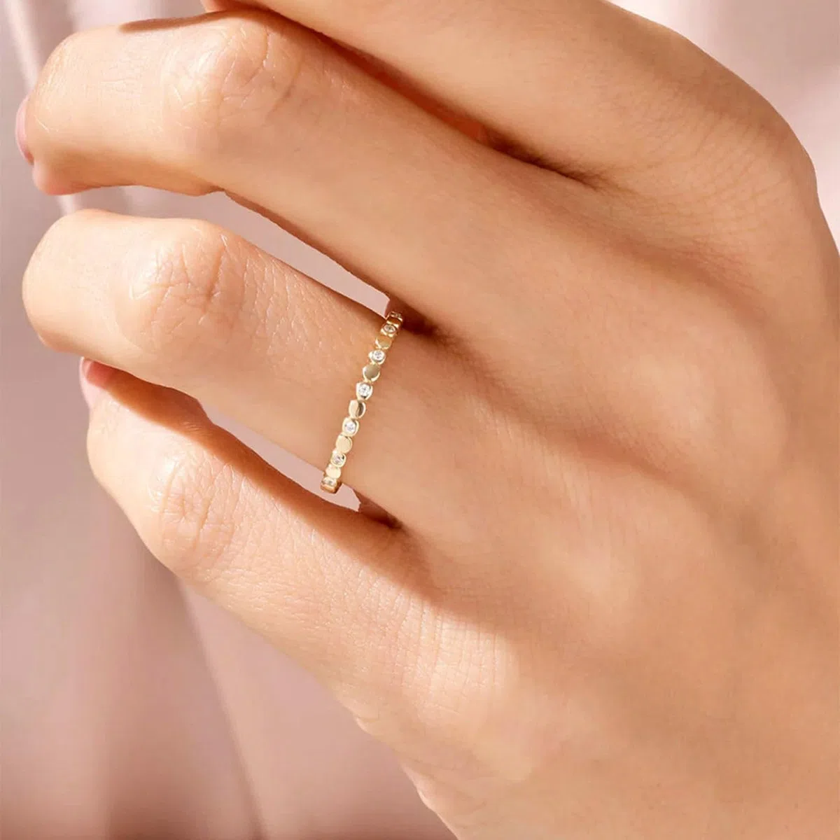 Anillos de diamante de oro amarillo, anillos de compromiso para mujer, oro auténtico, media eternidad, alianzas de aniversario con diamantes para mujeres