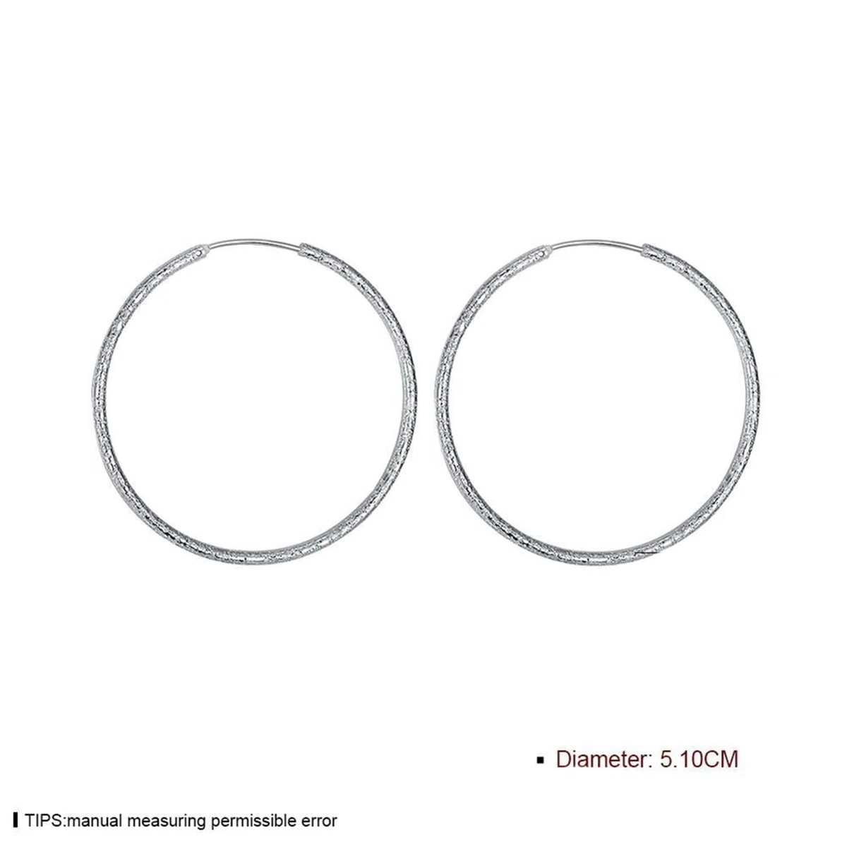 Pendientes Joven Mujer Oro Blanco 18 K Grande Joyería Pendientes Aros Fiesta Hipoalergenicos