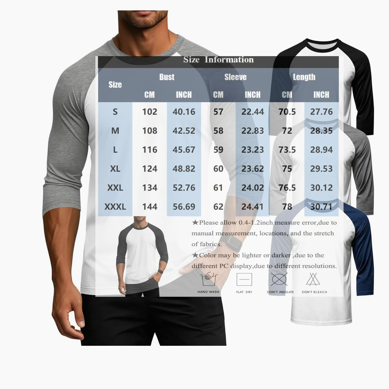 Pack de 3 camisetas raglán de manga tres cuartos para hombre Urban Classics Sport