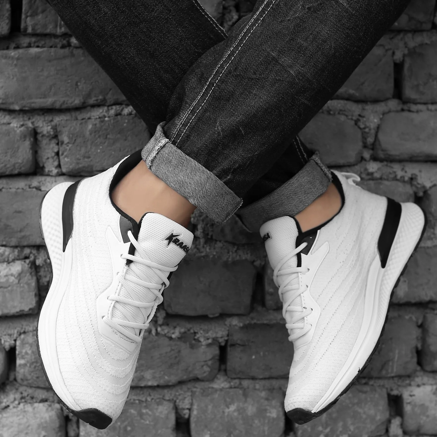 Kraasa Zapatillas de correr para hombre | Plantilla de EVA acolchada suave | Zapatos para caminar y gimnasio para hombre, White1, 10 UK