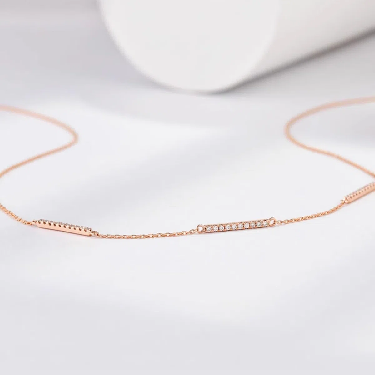 Collares para mujer, collar delicado de oro rosa de 9 quilates, 14 quilates y 18 quilates con diamantes de 0,16 quilates
