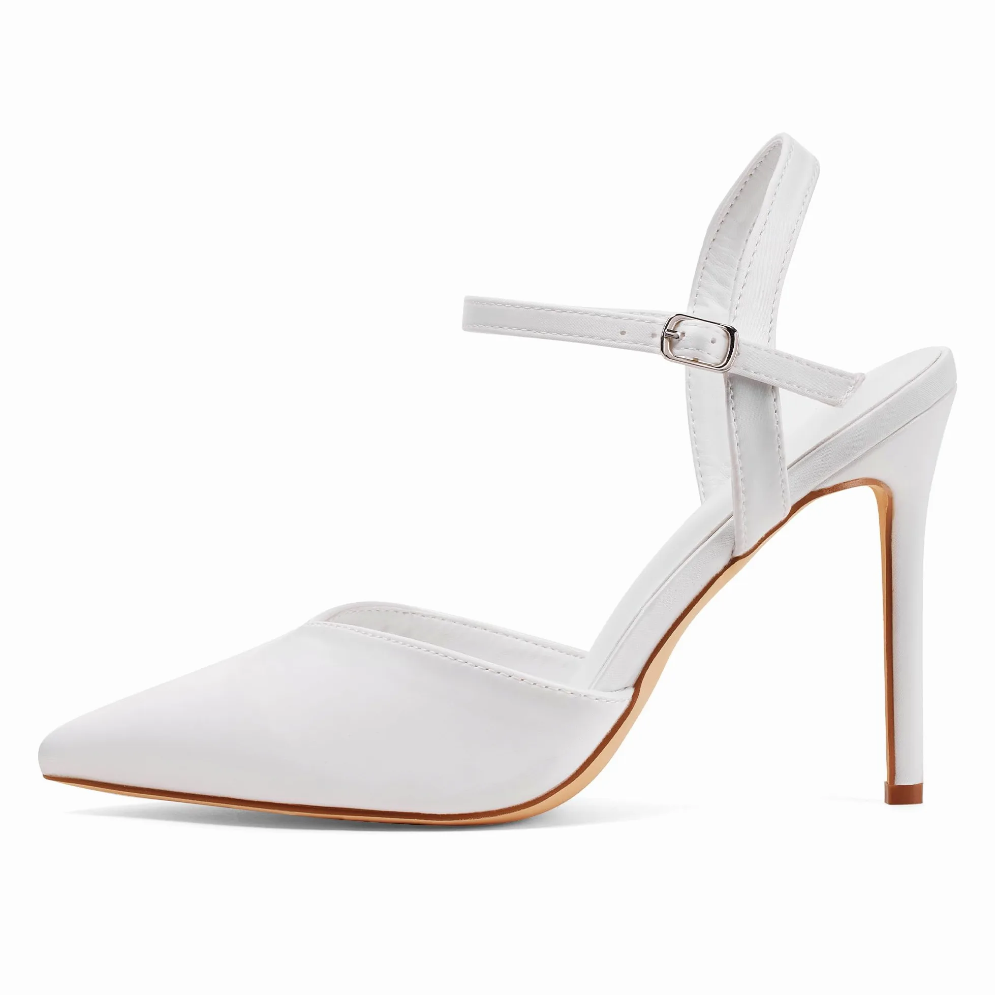 GENSHUO Elegantes Tacones Altos con Punta Puntiaguda y Stiletto de 10 cm, Zapatos de Mujer Sexy con Correa en el Tobillo para la Noche