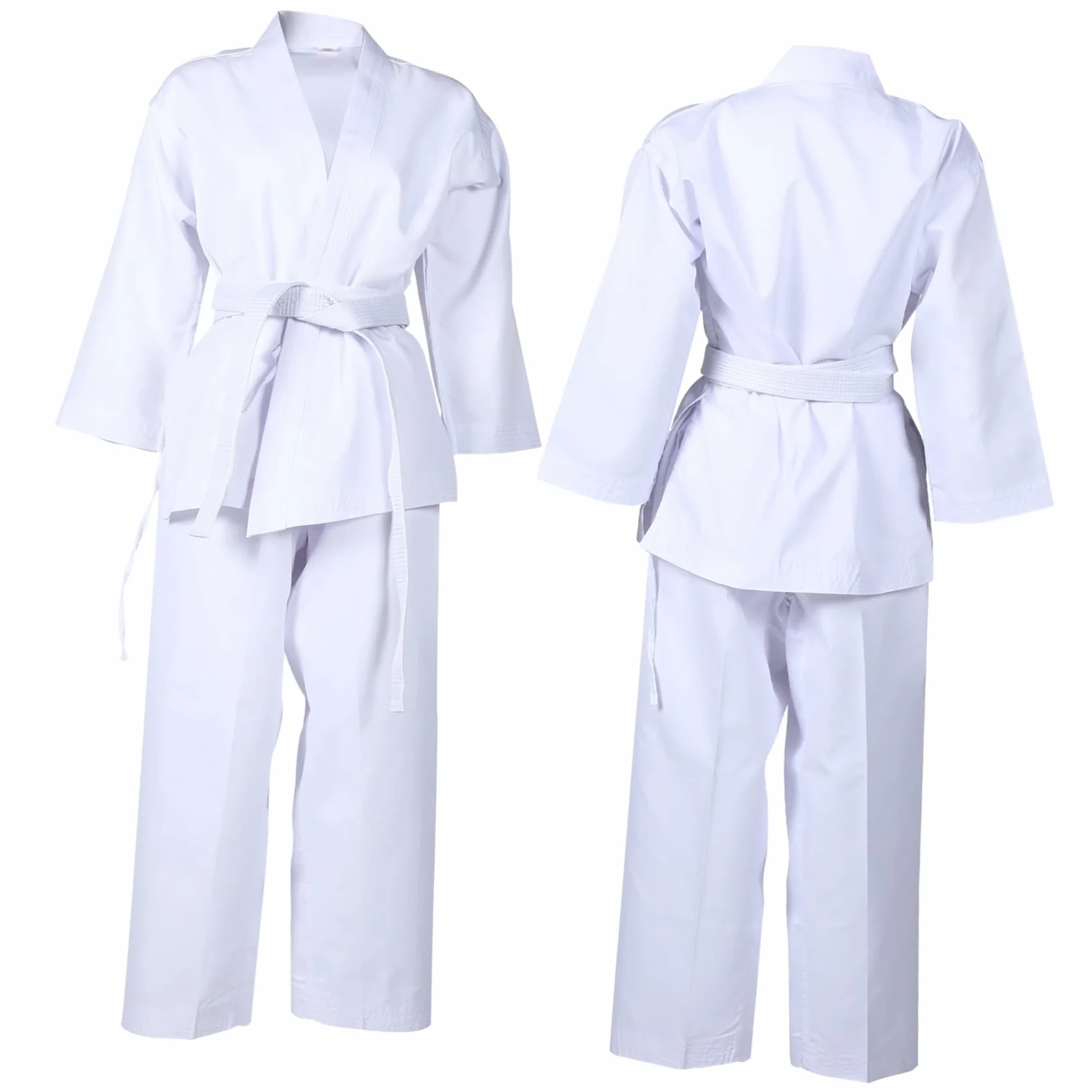 COLLBATH Uniforme de Entrenamiento de Karate Adultos Poliéster Blanco Conjunto Competencia Entrenamiento