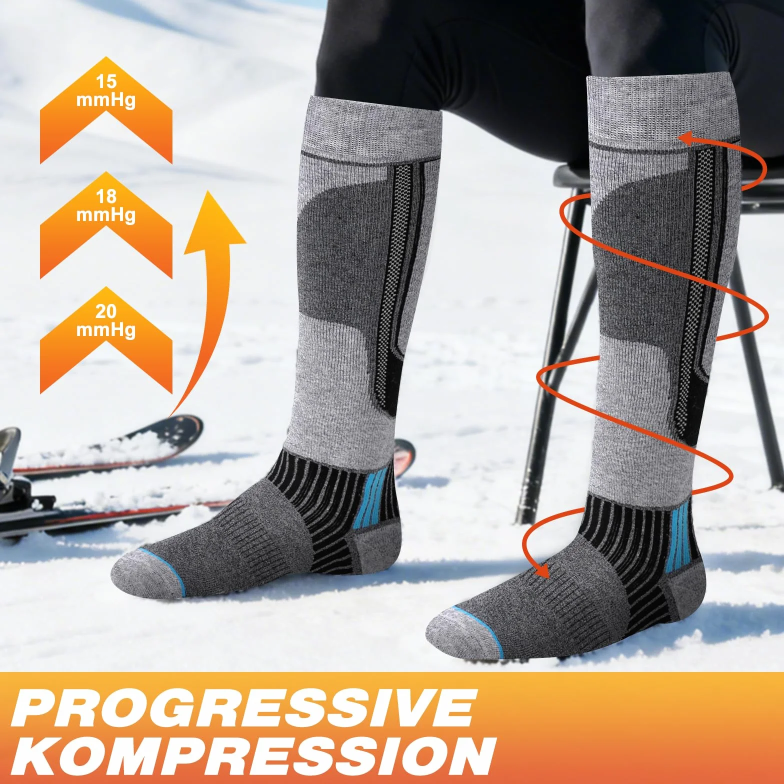 SukModen 2 pares de calcetines de esquí de lana merino para hombre, mujer y jóvenes, calcetines térmicos gruesos para días fríos, esquí y snowboard, talla 35-50