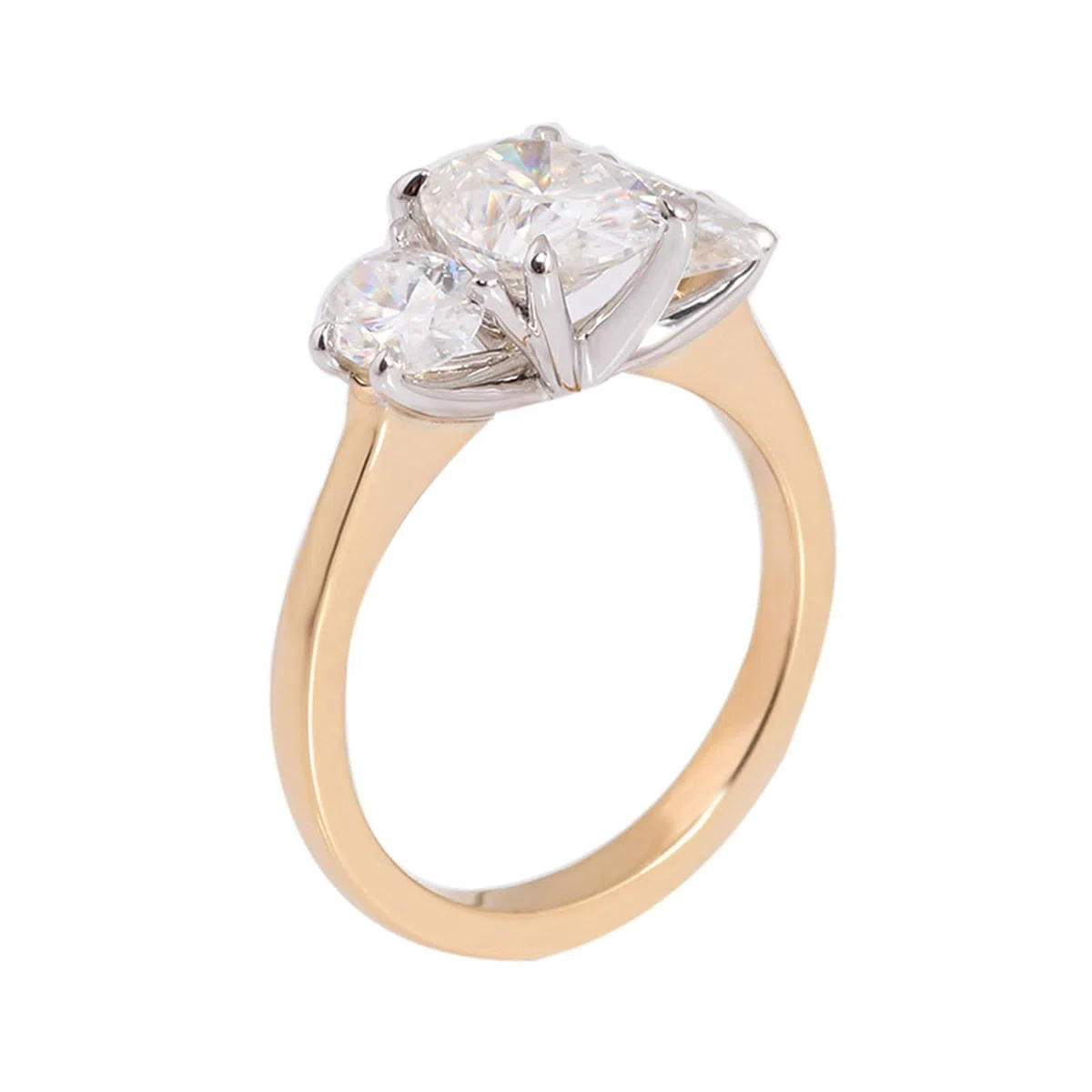 Anillo de compromiso de oro amarillo de 18 quilates, 2 quilates, corte ovalado, blanco, moissanita, sencillo anillo de compromiso