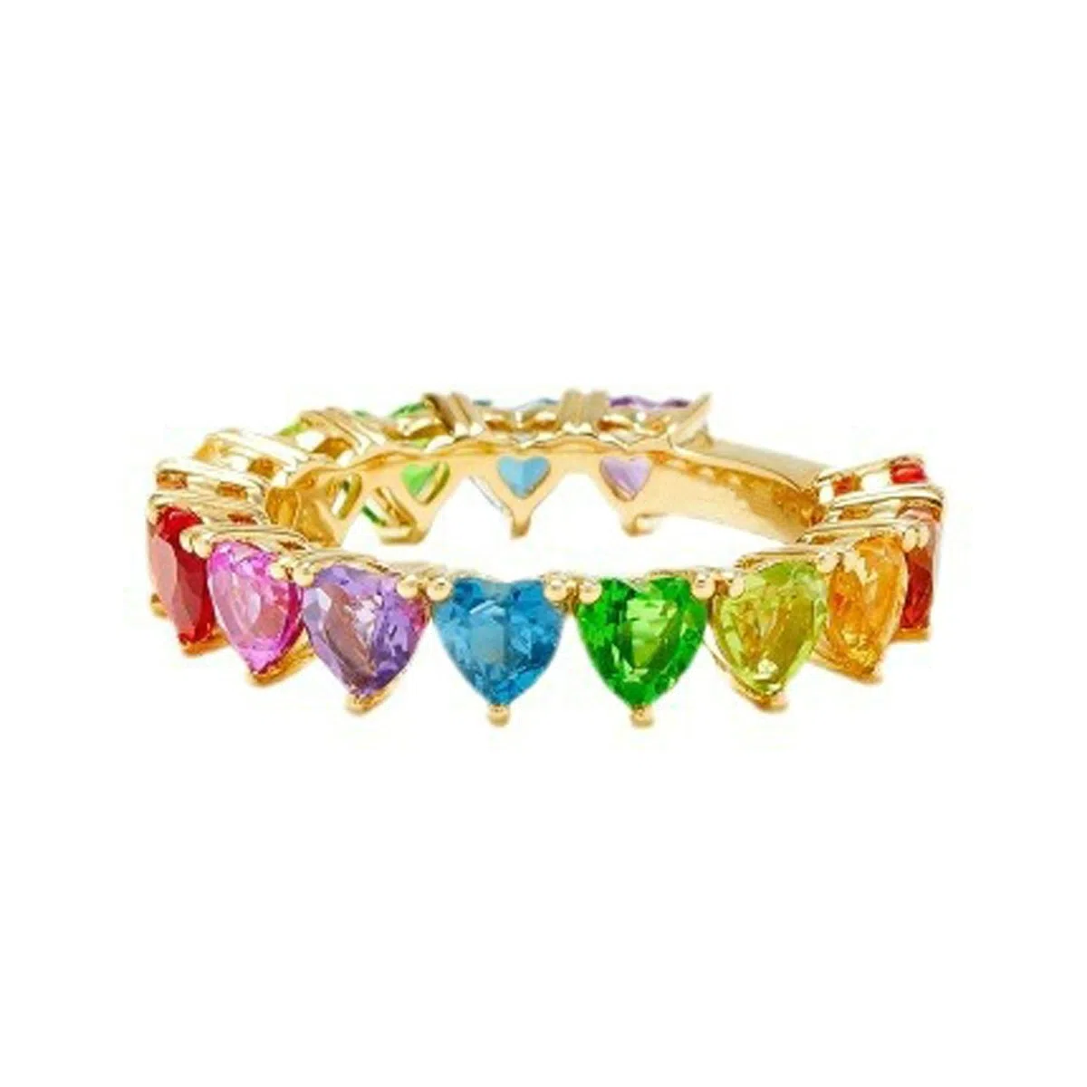Anillo de compromiso para mujer, oro amarillo de 9 quilates, 14 quilates y 18 quilates con piedras preciosas de colores