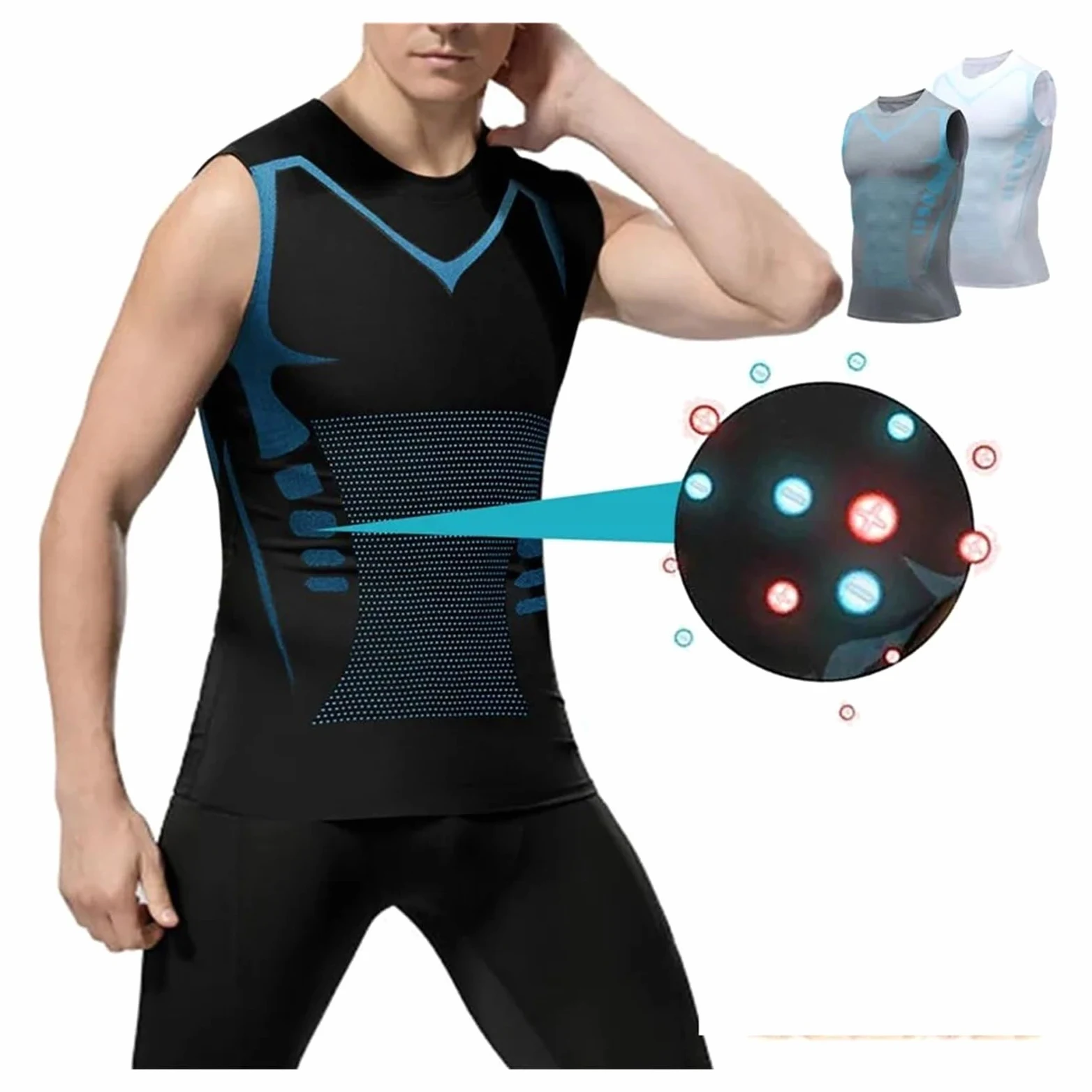 Camiseta CompresióN Hombre 2 uds chaleco moldeador for hombres, chaleco adelgazante, camisas de compresión moldeadoras de cuerpo, camiseta sin mangas, camisetas de Fitness sin mangas con Control de ba