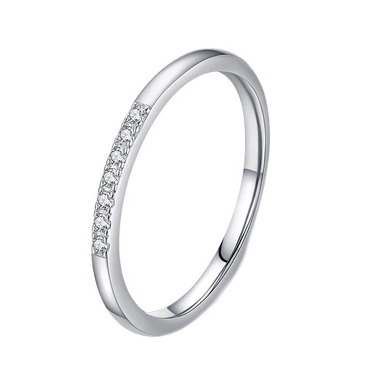 Moissanit Anillo de compromiso de oro blanco de 9 K/14 K, delicado anillo apilable fino de oro blanco Au 375/585 anillos de pareja joyas auténticas, tallas 47-62