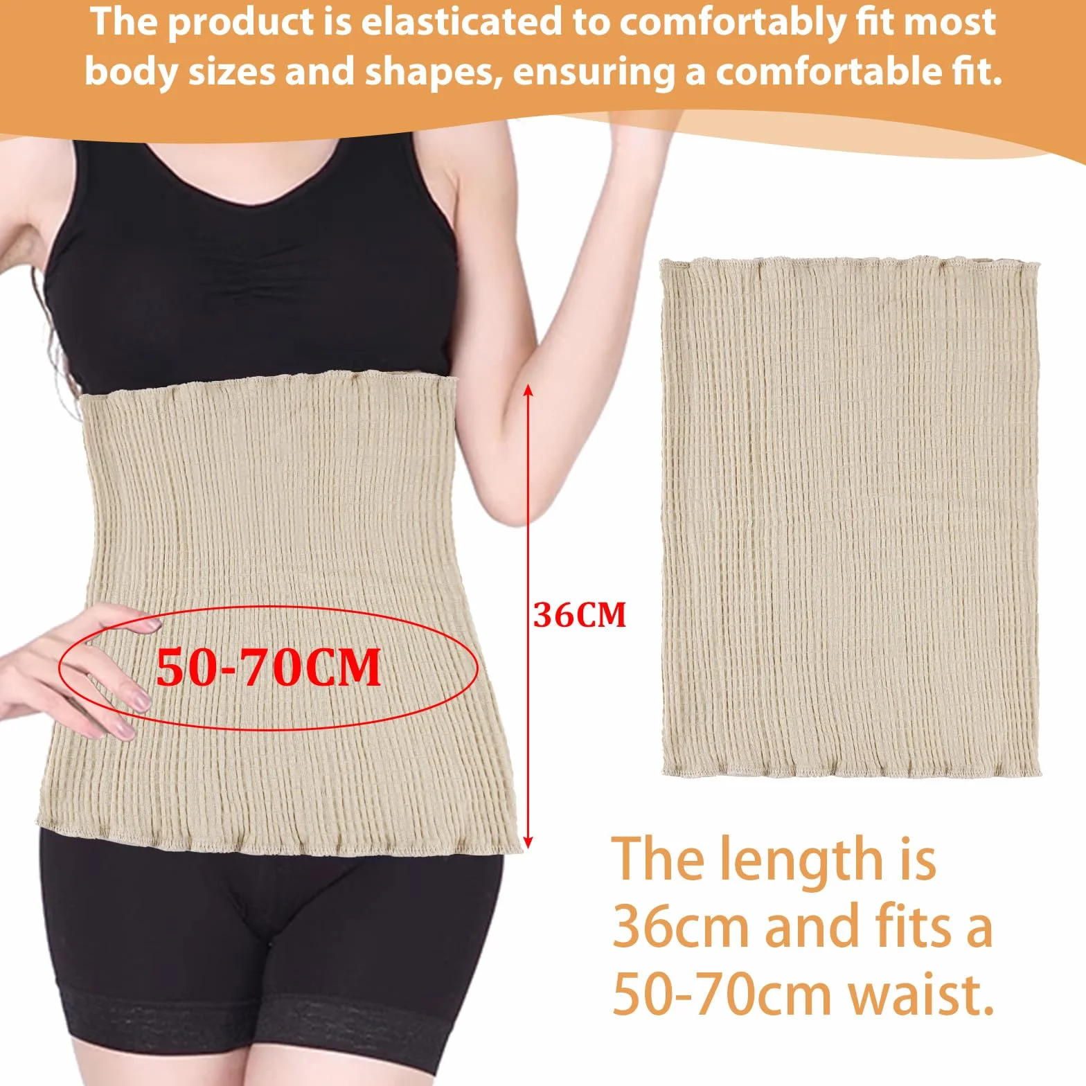 NAROSEBE Cintura Termica Lumbar Calentador de Riñones de Cachemira Suave Cinturón de Calor Cintura invierno para Mujer y Hombre para Primavera, Otoño e Invierno, Cintura Elástica Fino, Color de Piel