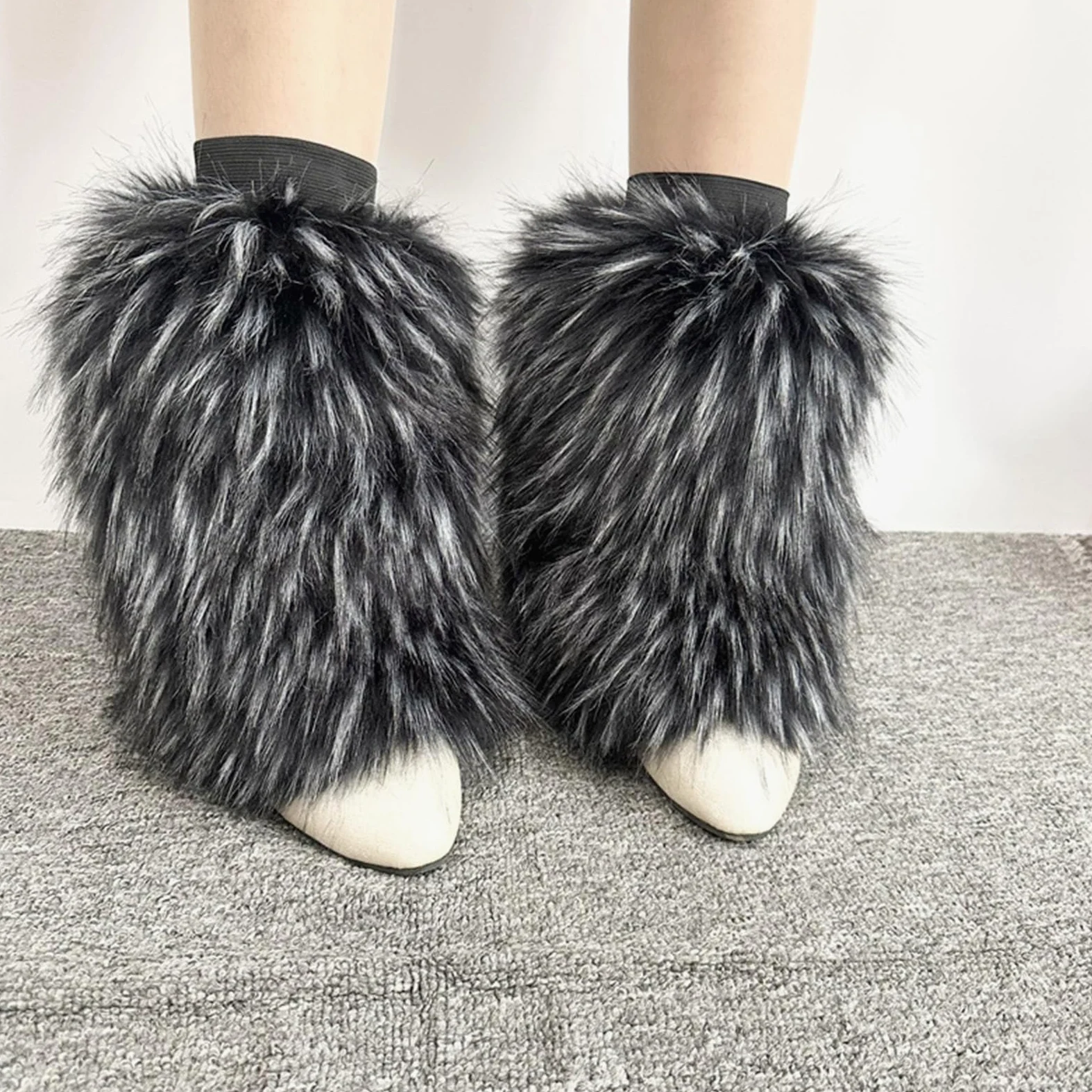 Calentadores de piernas de piel sintética para mujer, para invierno, cálidos, para botas, acogedores, Navidad, Halloween, fiesta, disfraz de cosplay