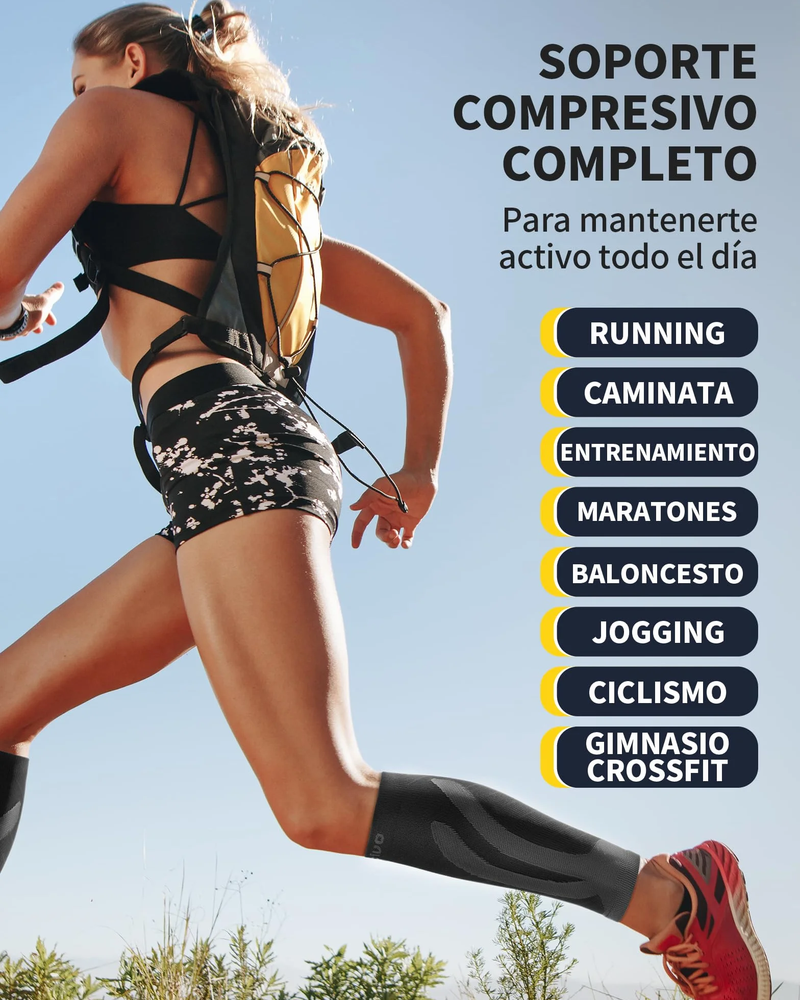 CAMBIVO Medias Compresivas 2 Pares, Calcetines Compresion Mujer Hombre, Mangas de Compresión para Deporte, Running, Ciclismo, Trabajo, Vuelo