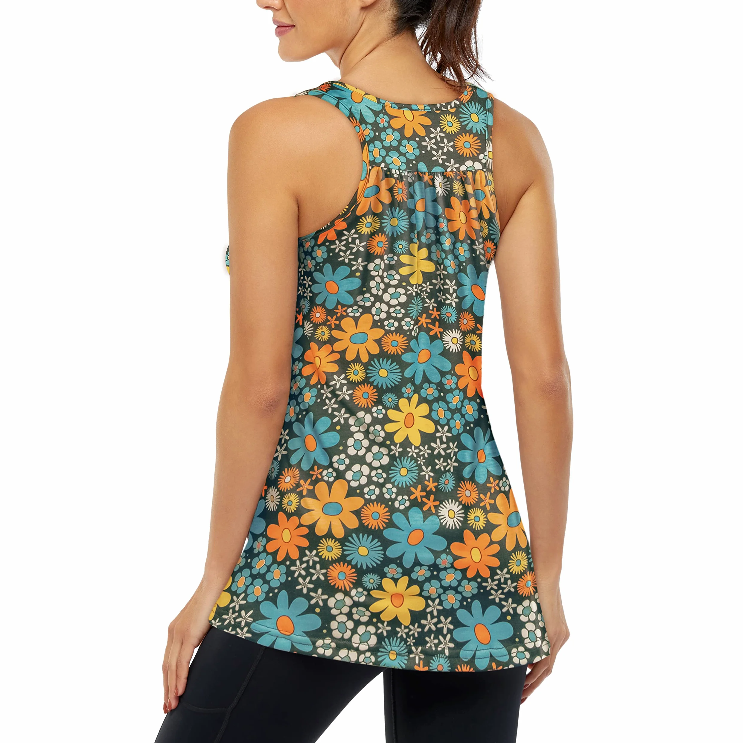 Cestyle Camiseta sin mangas para mujer con brasier integrado, espalda cruzada, yoga, entrenamiento, deportes, ropa deportiva