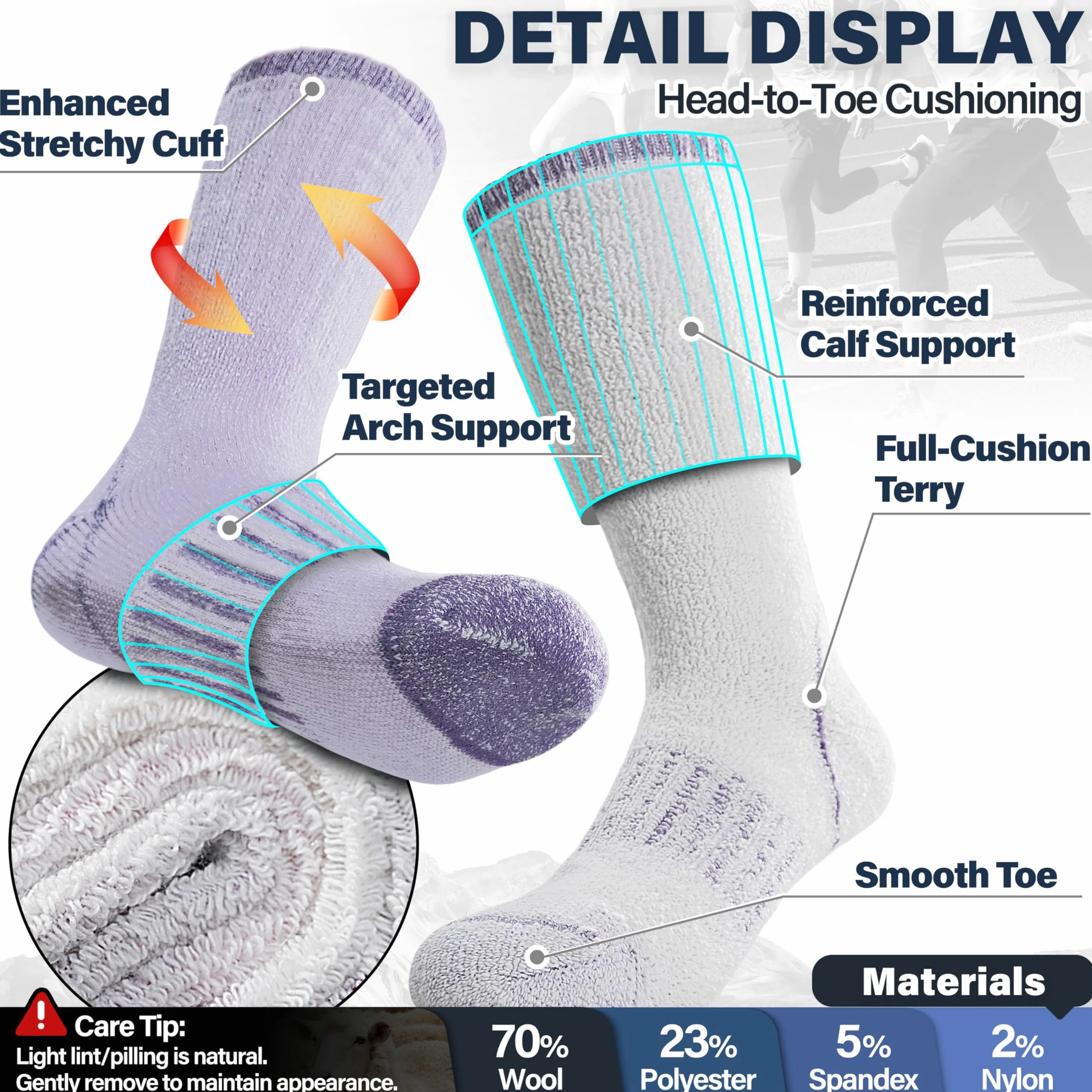 Anlisim Calcetines de senderismo de lana merino para niños y niñas, calcetines térmicos de invierno cálidos para botas de snowboard