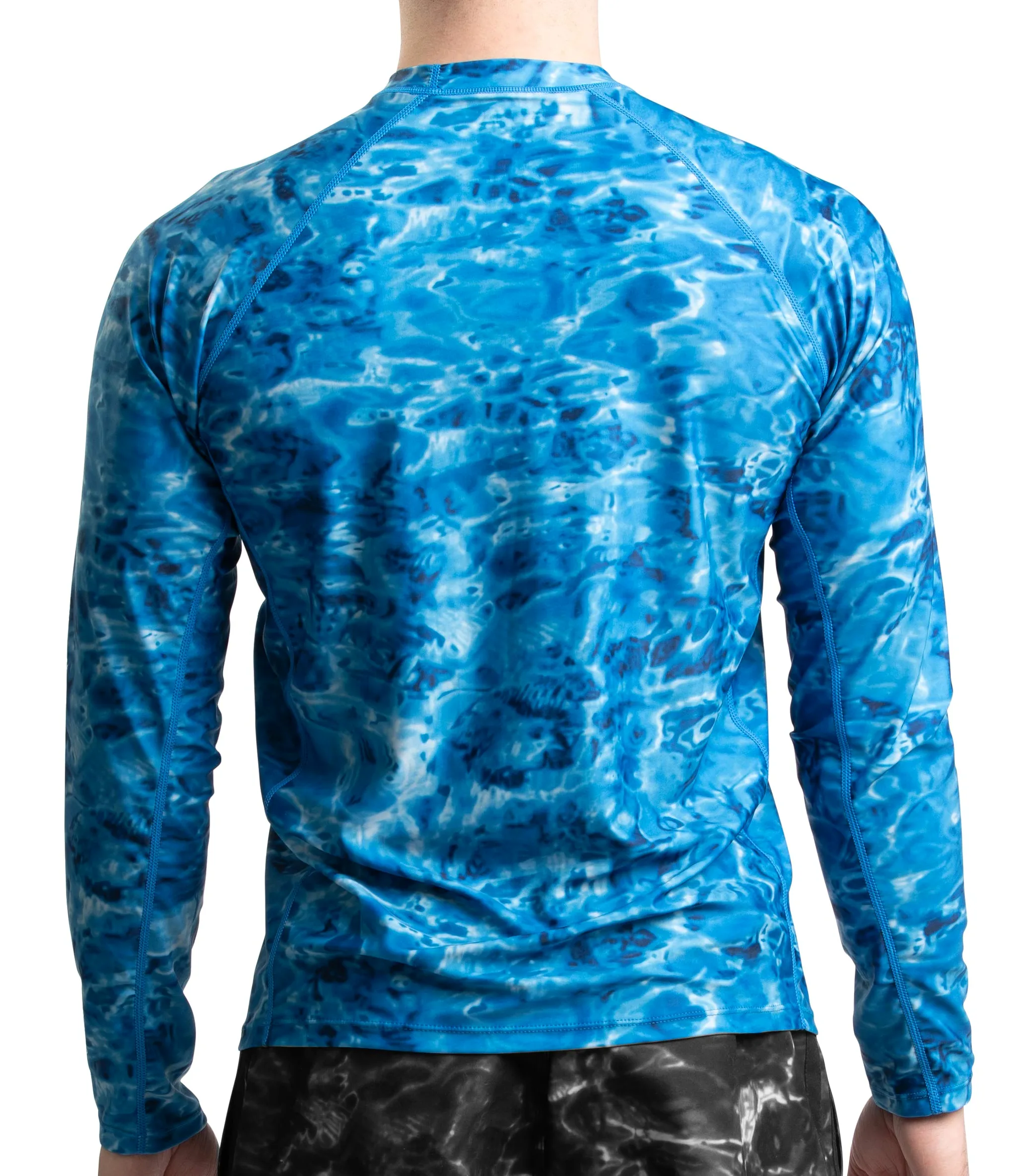 Aqua Design Rash Guard - Camiseta de natación para hombre (manga larga, protección solar 50+) - Azul - Large
