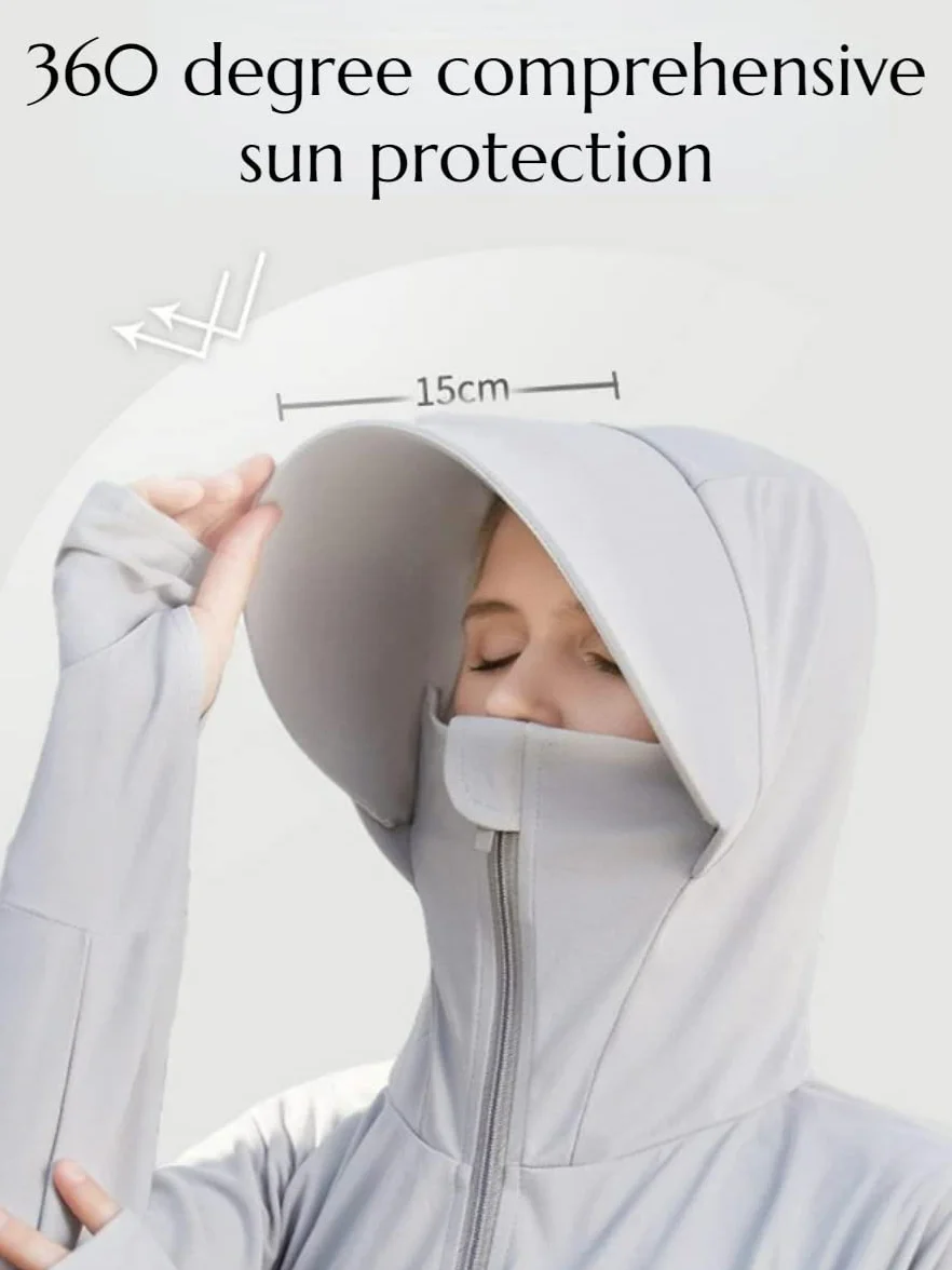 Chaqueta de protección solar para mujer, con cremallera completa, UPF 50+, protección solar UV, ligera, manga larga, sudadera con capucha