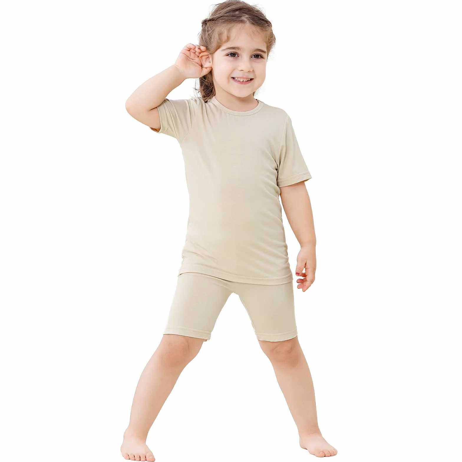 Pijama Niña Verano Bambú Conjunto Niño Transpirable Camiseta y Pantalón Corto Ropa 2-8 Años