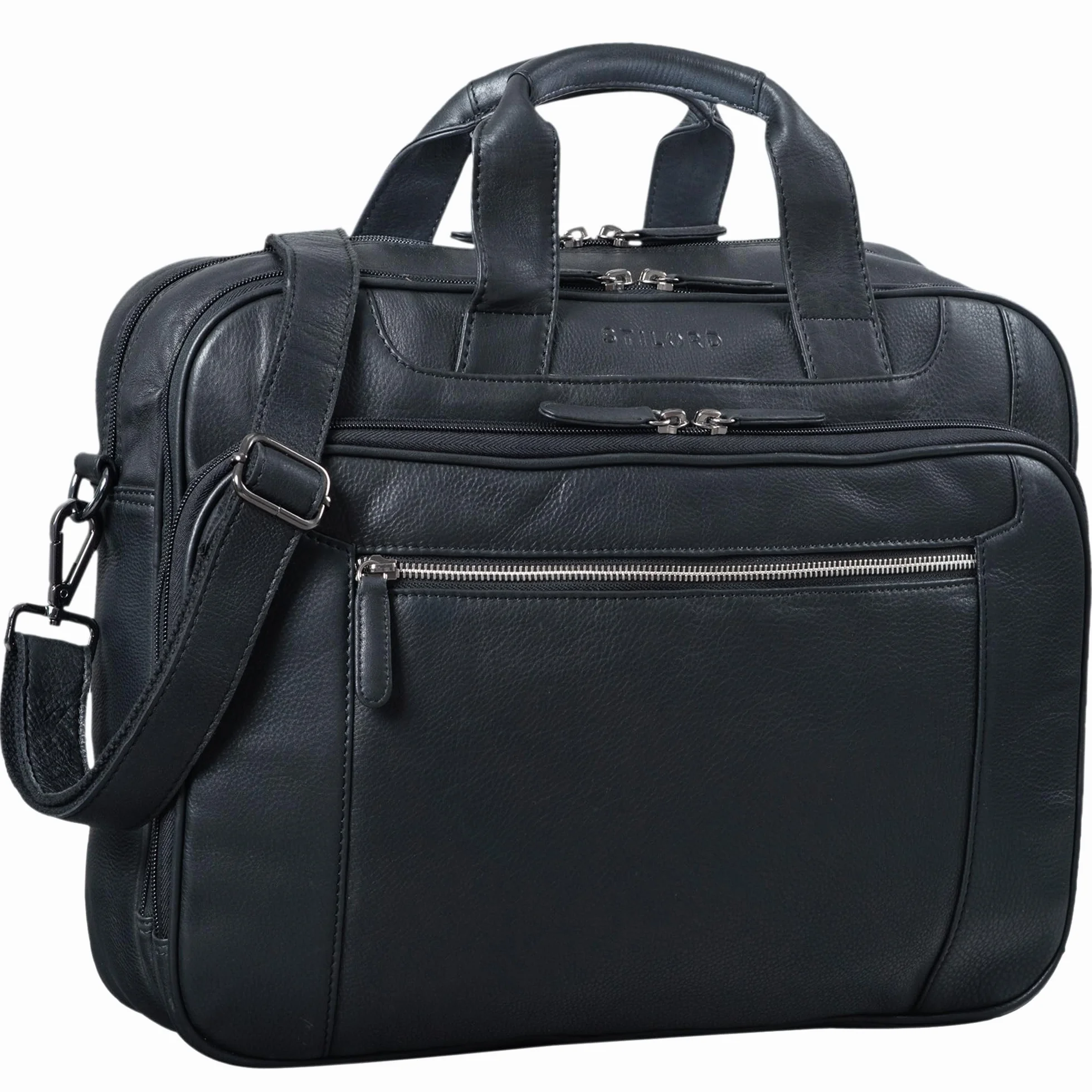 STILORD Maletín de Cuero para Hombre Cognac - Gran Bolso para Portátil de 15,6 Pulgadas - Bolso de Hombro Vintage de Cuero de Vaca Nelson