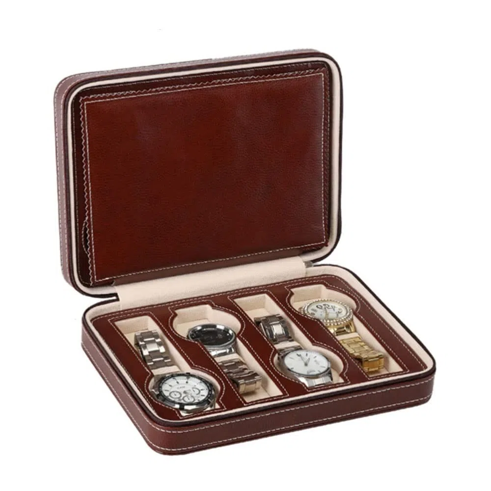 Caja de reloj almacenamiento cuero artificial