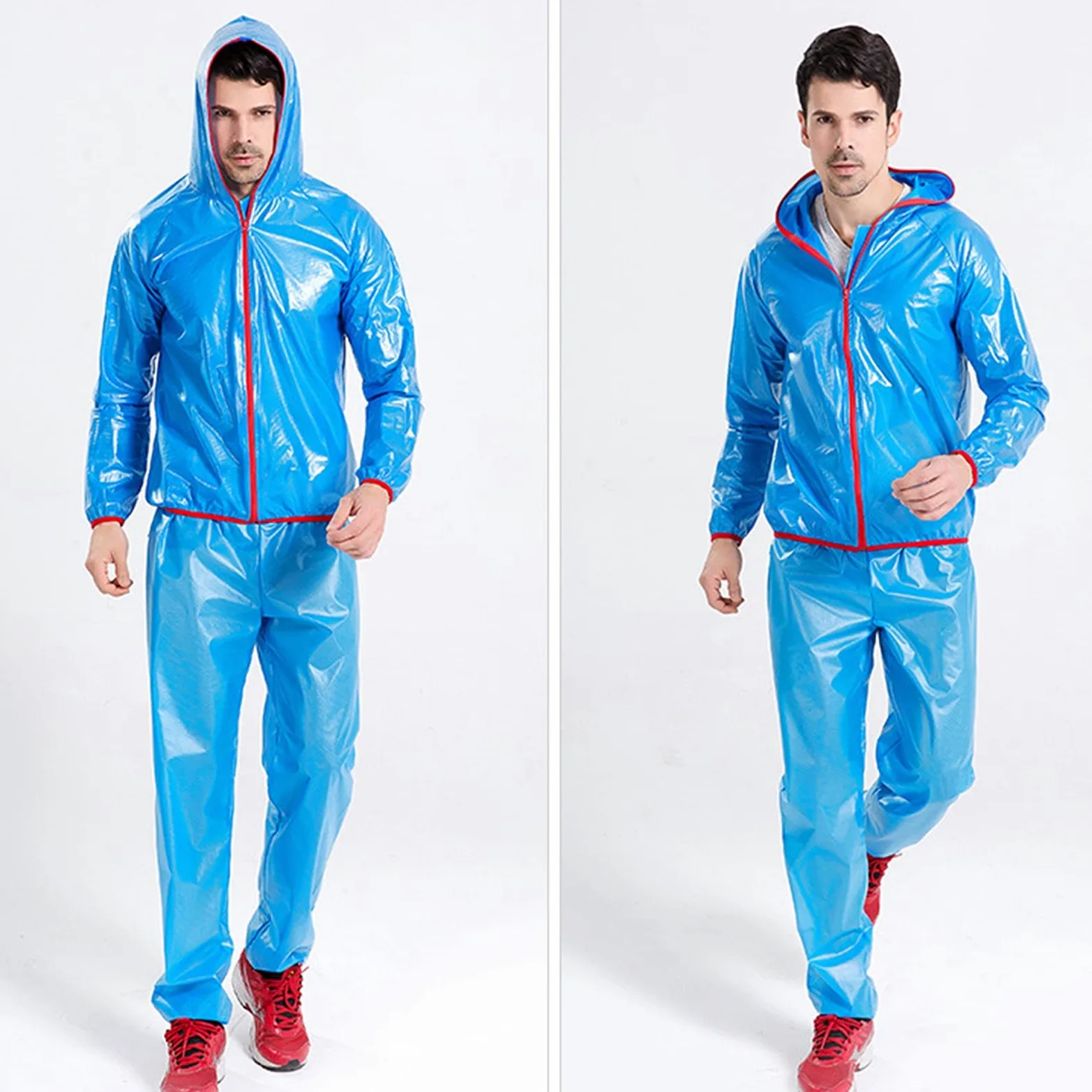 Chubasquero Moto, Chubasquero Hombre Running, Chubasquero Running Hombre, Reutilizable Chubasquero Hombre Mujer Ligero, para Exterior,Senderismo,Azul,XL