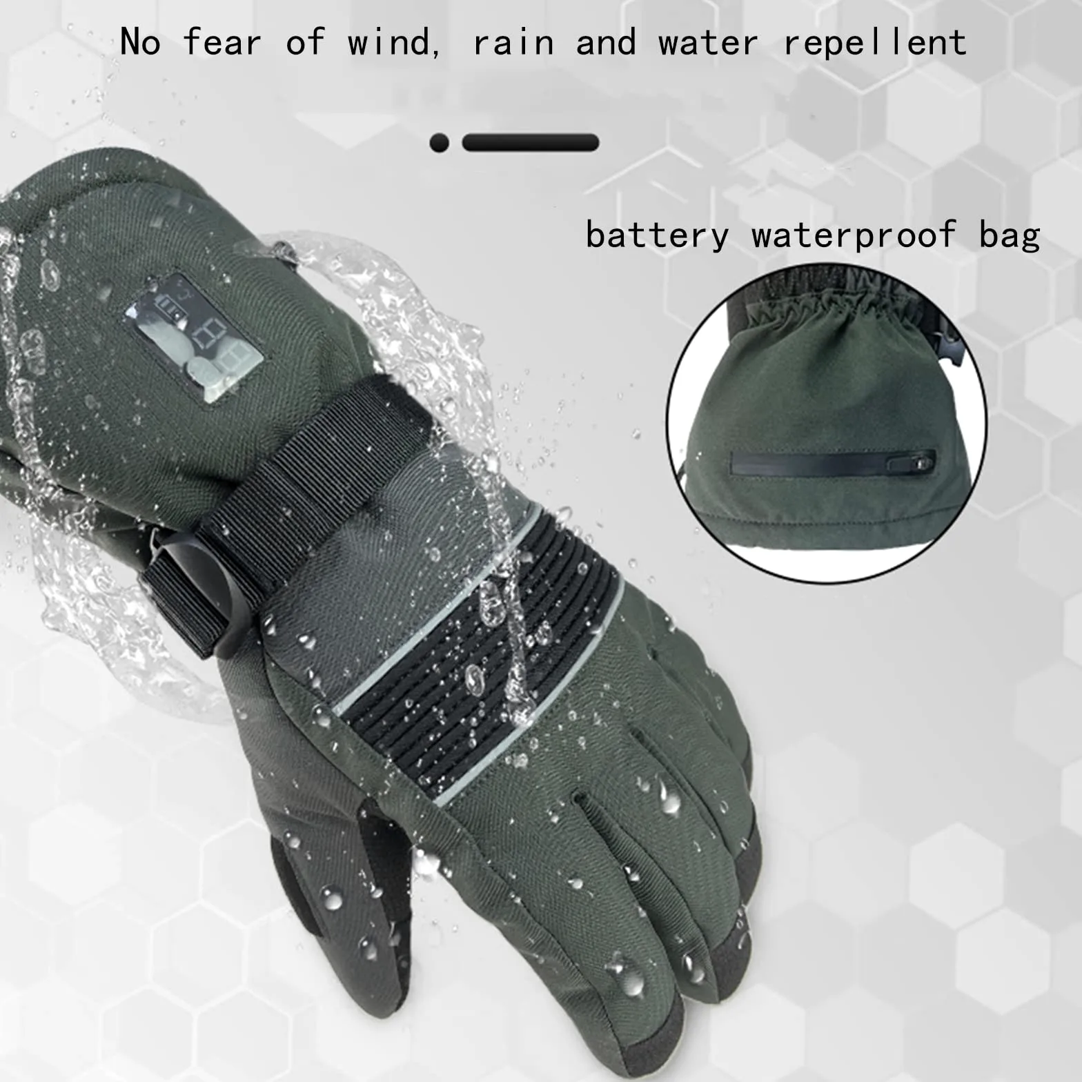 CHEWYNP Guantes de Invierno para Hombres y Mujeres - Guante Cálido Impermeable para Clima Frío, Guantes Térmicos con Pantalla Táctil Dedo Recargable 2200mAh Guantes de Esquí con Calefacció