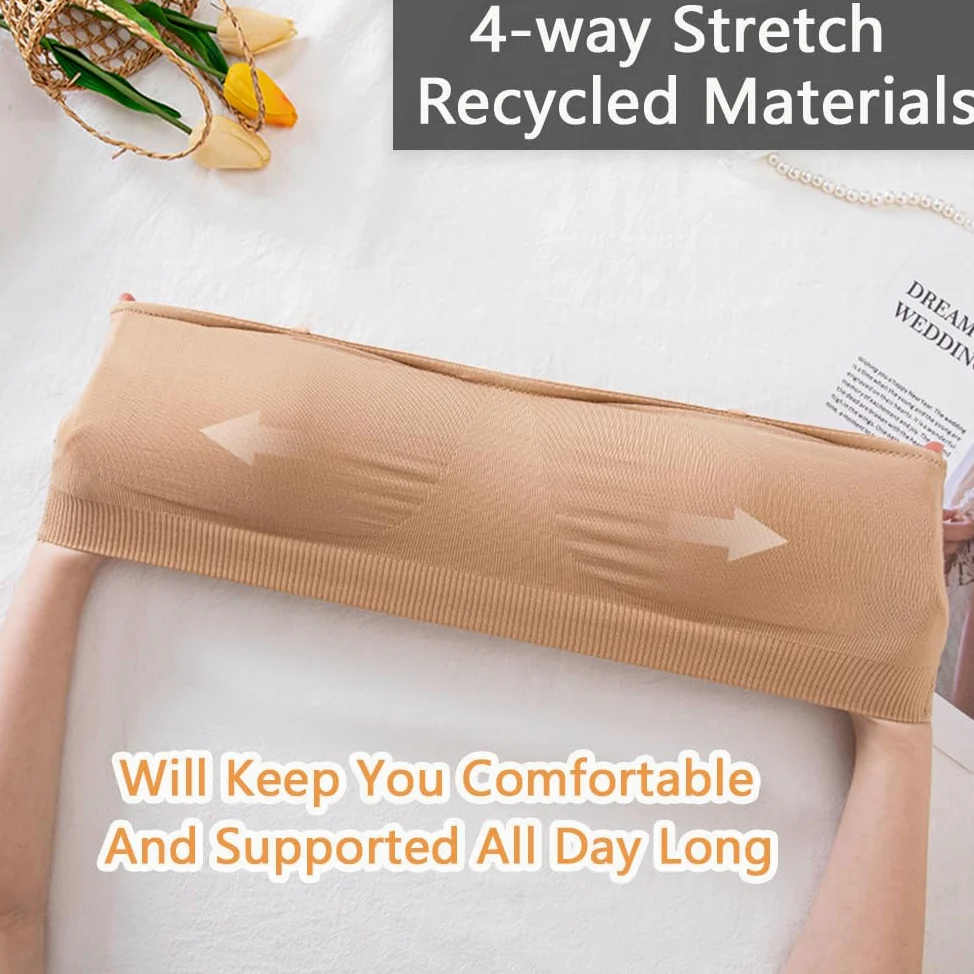 Sujetador Bandeau para Mujer Sujetador Sin Tirantes Bralette Invisible Inalámbrico con Tirantes Acolchados y Convertibles Desmontables Ropa Interior Top de Tubo de Soporte para Todos los Días Boda