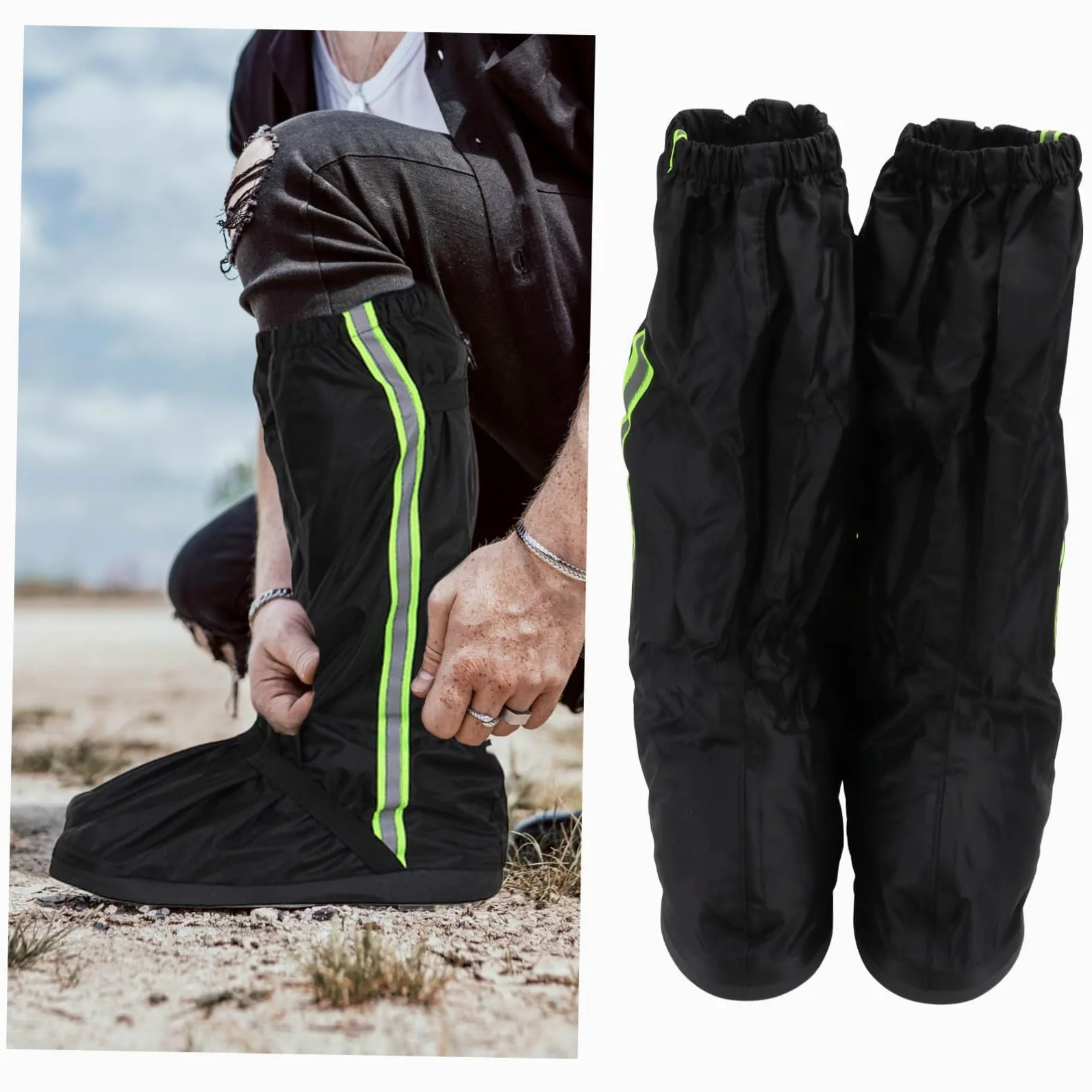 Polainas Impermeables para Exteriores y Senderismo, Cubre Zapatos De Tela Oxford Negra XXL, Resistentes Al Agua y Viento, Ajustables para Hombre y Mujer, Uso Trekking, Caza y Escalada