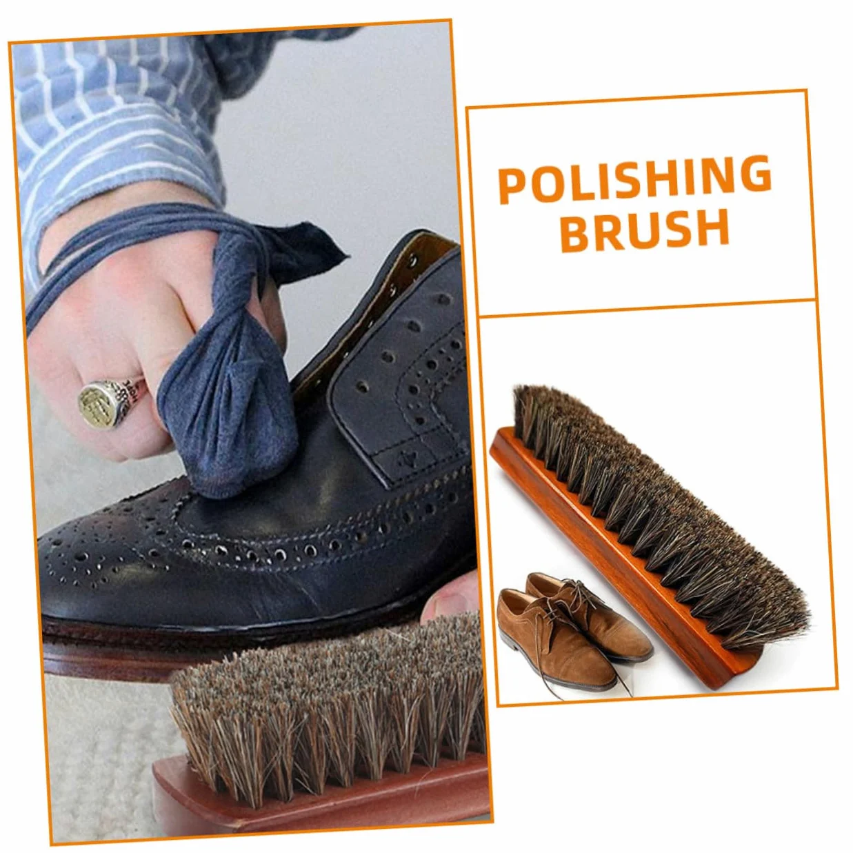 4 Piezas Cepillos de Limpieza de Zapatos de Crin de Caballo Juego para Pulido de Zapatos Limpieza de Asientos de Automóviles y Sofás Cepillo Multifuncional para Brillo y de