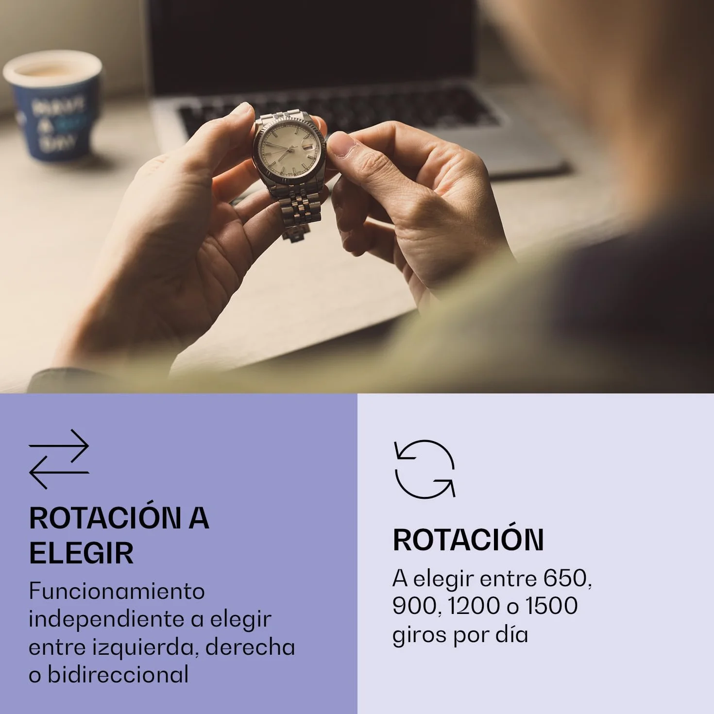 KLARSTEIN St. Gallen ll Estuche para Relojes Giratorio Rotación Ajustable 4 programas 650 900 1200 1500 TPD Iluminación LED Panel de Control táctil
