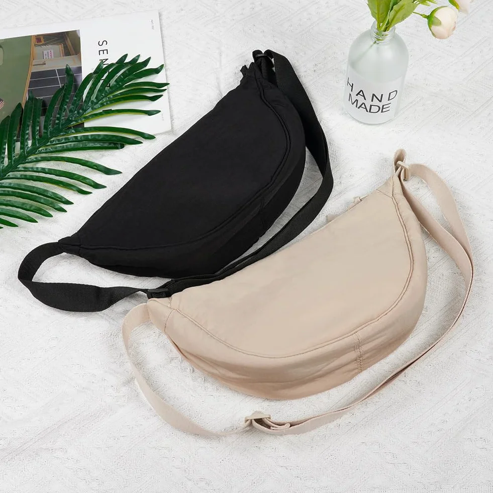 Aucuu Bolso Bandolera Para Mujer, Media Luna Impermeable Bolso Bandolera Nylon, Casual Ligero Bolsa Crossbody Mujer con correa de hombro ajustable, para Viaje, Compras, Escuela, Oficina