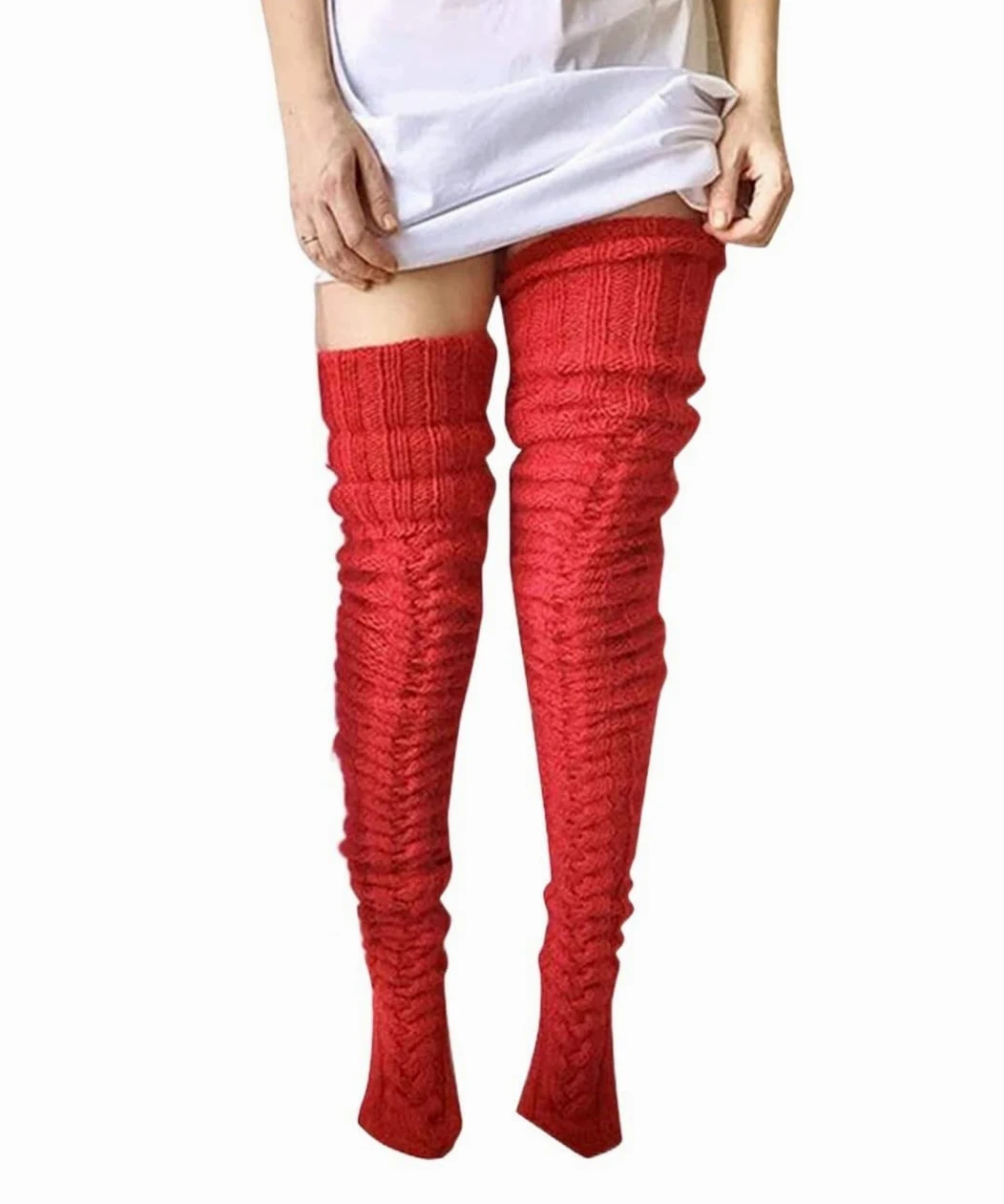 Calcetines Térmicos Calcetines Altos Hasta El Muslo Extra Largos Para Mujer Tejido De Cable Térmico Elegante Calcetines Sobre La Rodilla Funky Warm Soft Calcetines Invierno