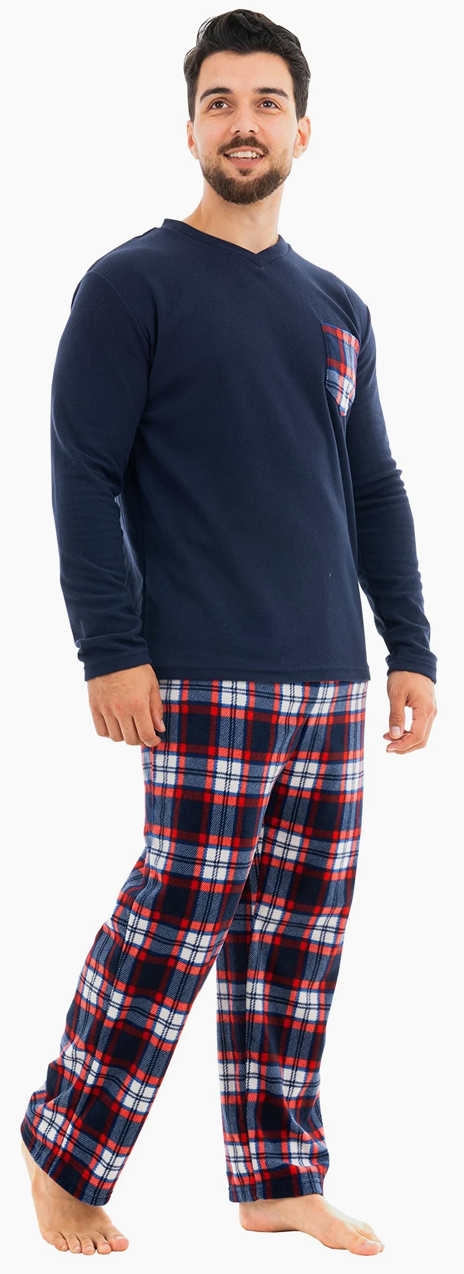 i-Smalls Pijama inverso para hombre, forro polar, manga larga, ropa de dormir