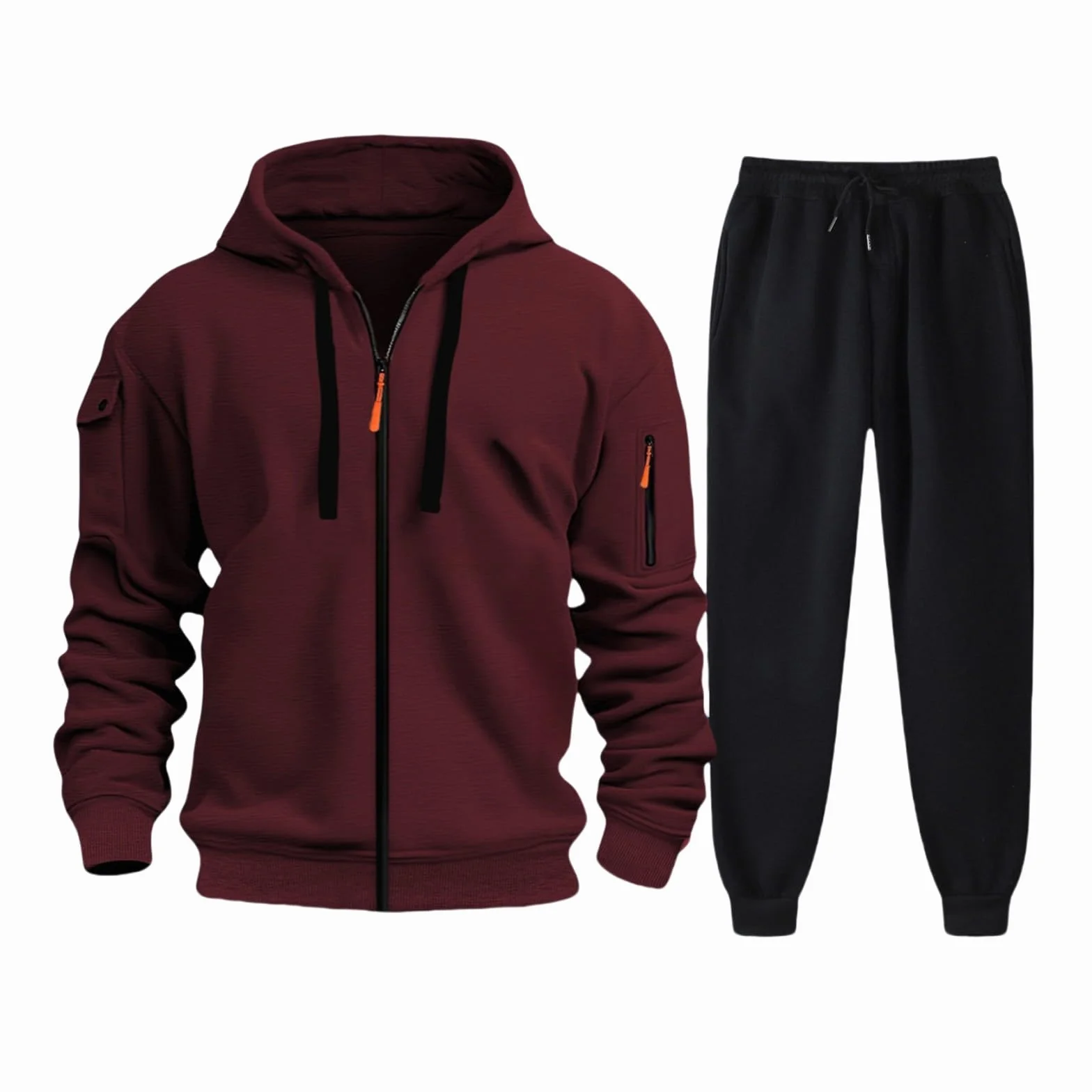Chándal completo de invierno para hombre, deportivo, chándal de 2 piezas, sudadera con capucha y pantalones bolsillos, para casa, trajes completos de invierno de felpa Y2k, conjuntos deportivos
